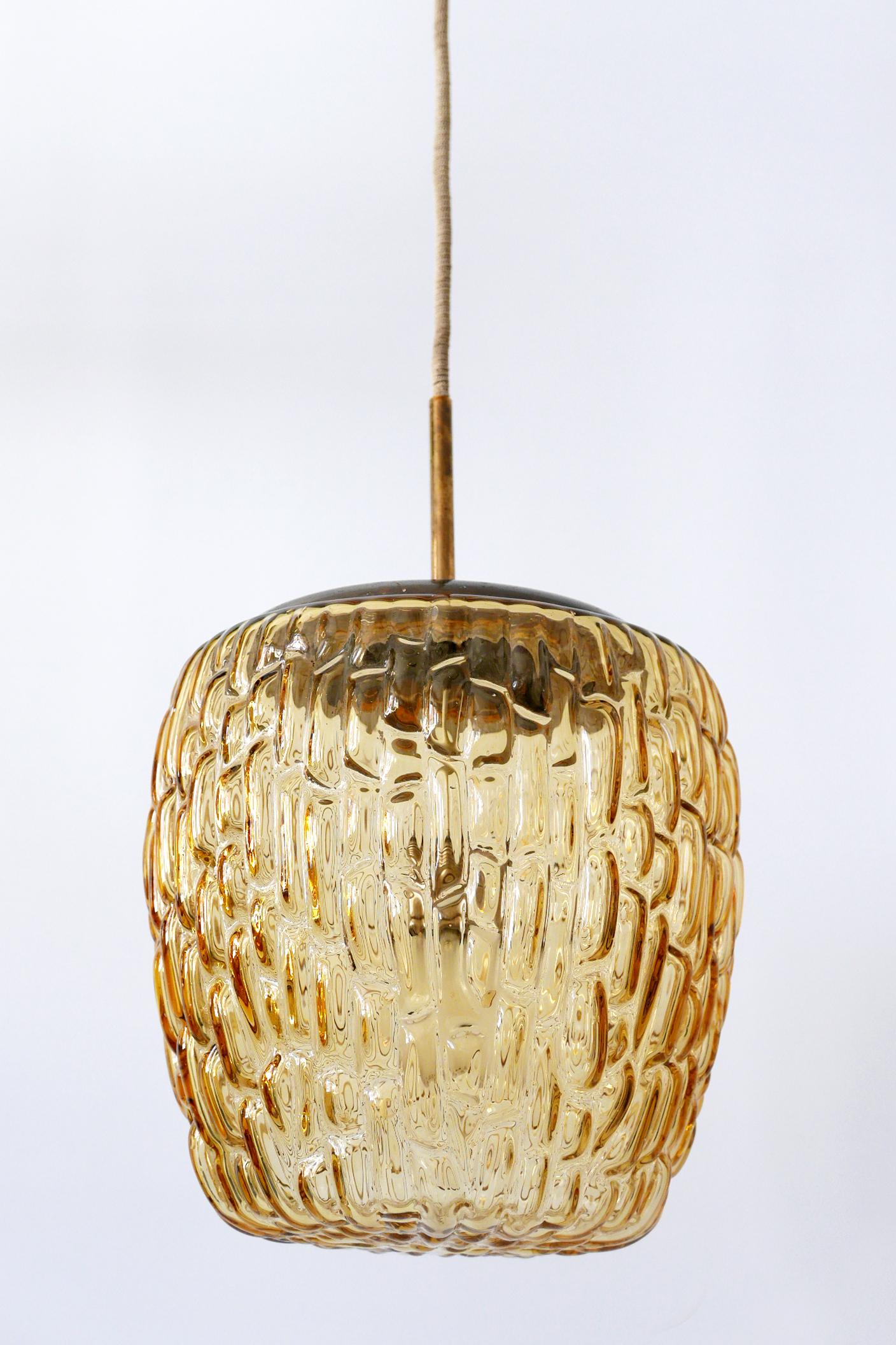 Mid-Century Modern Textured Glass Pendant Lamp by Rupert Nikoll, 1950s, Austria For Sale 4