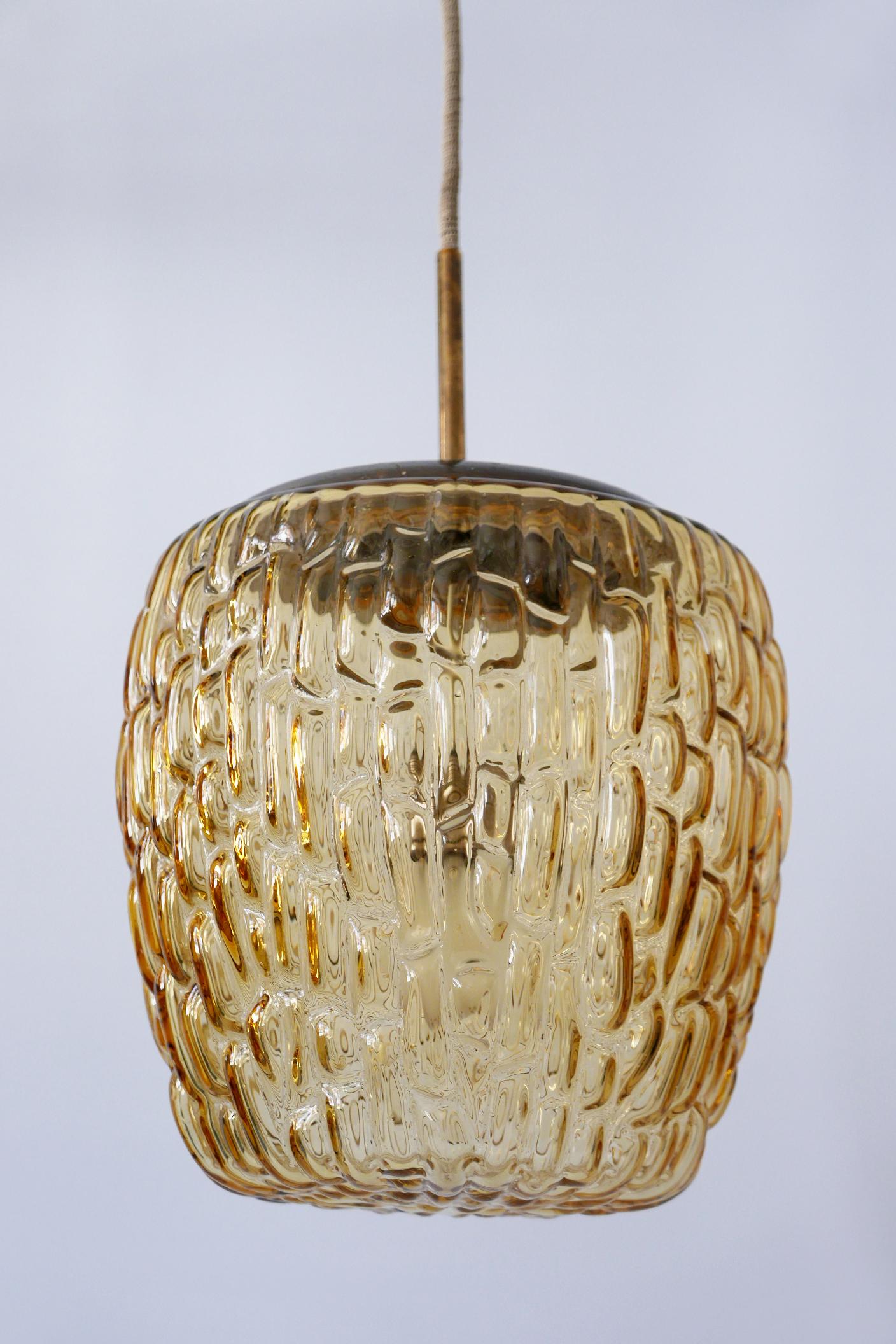 Mid-Century Modern Textured Glass Pendant Lamp by Rupert Nikoll, 1950s, Austria For Sale 5