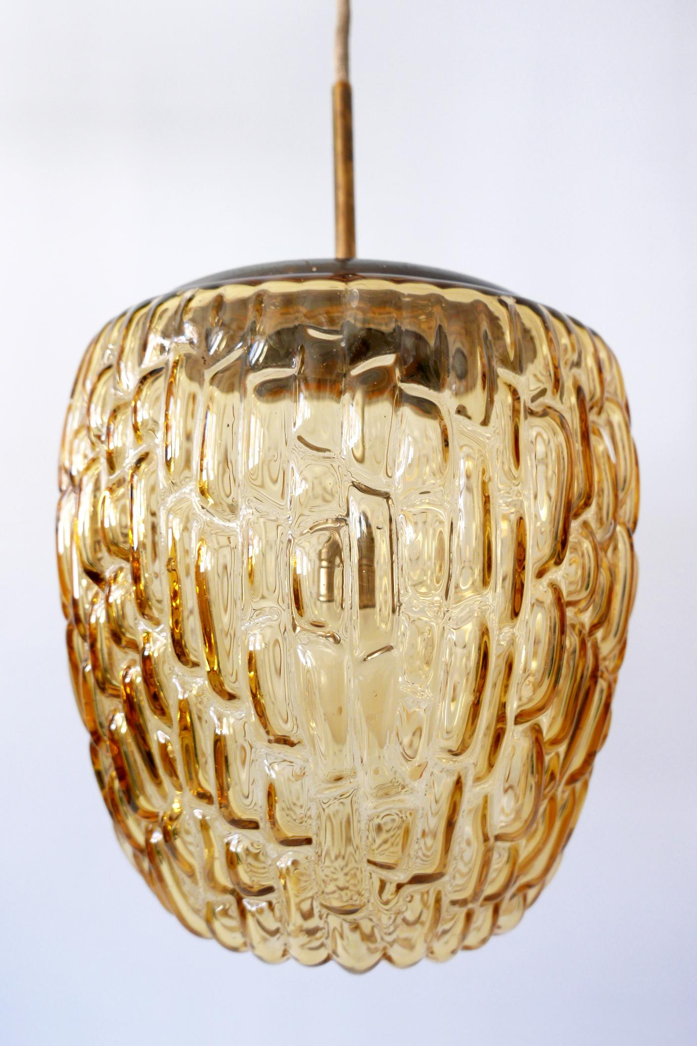 Mid-Century Modern Textured Glass Pendant Lamp by Rupert Nikoll, 1950s, Austria For Sale 6