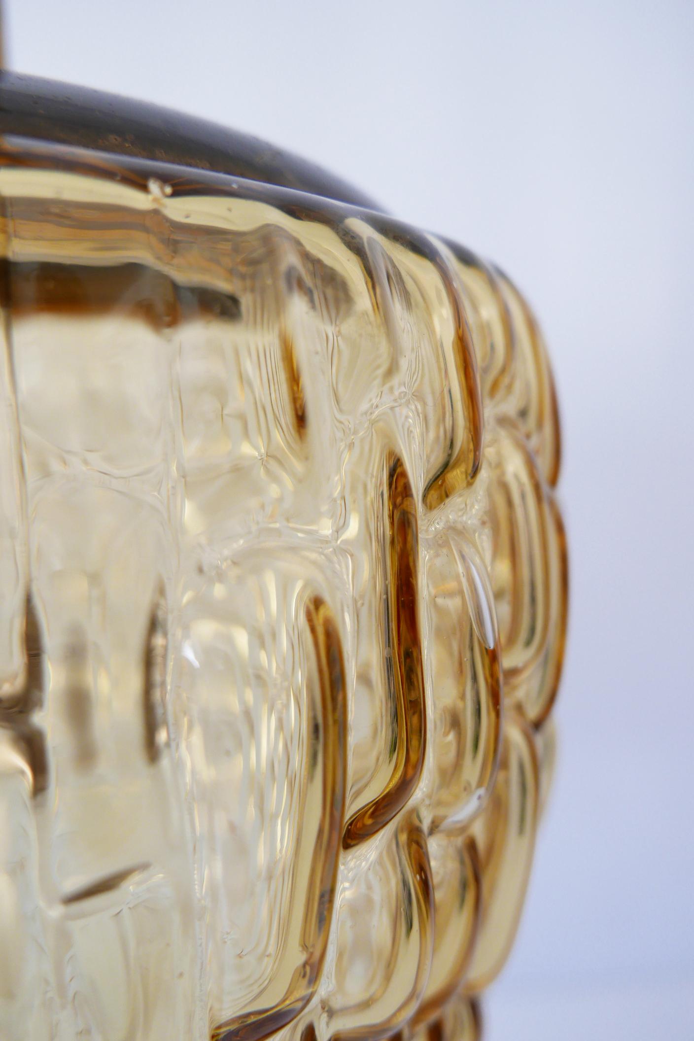 Mid-Century Modern Textured Glass Pendant Lamp by Rupert Nikoll, 1950s, Austria For Sale 11