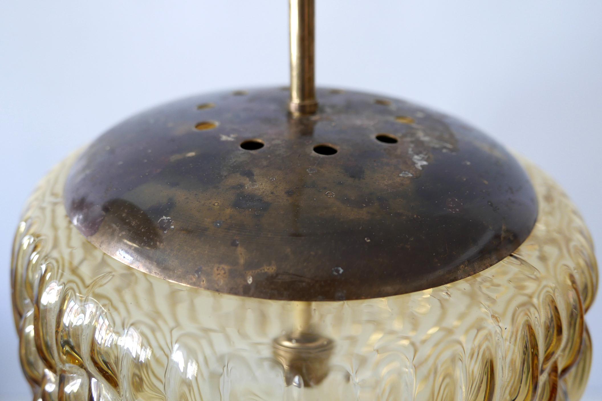 Mid-Century Modern Textured Glass Pendant Lamp by Rupert Nikoll, 1950s, Austria For Sale 12