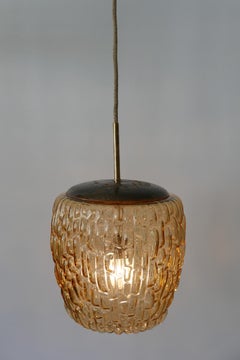 Mid-Century Modern Textured Glass Pendant Lamp by Rupert Nikoll, 1950s, Austria