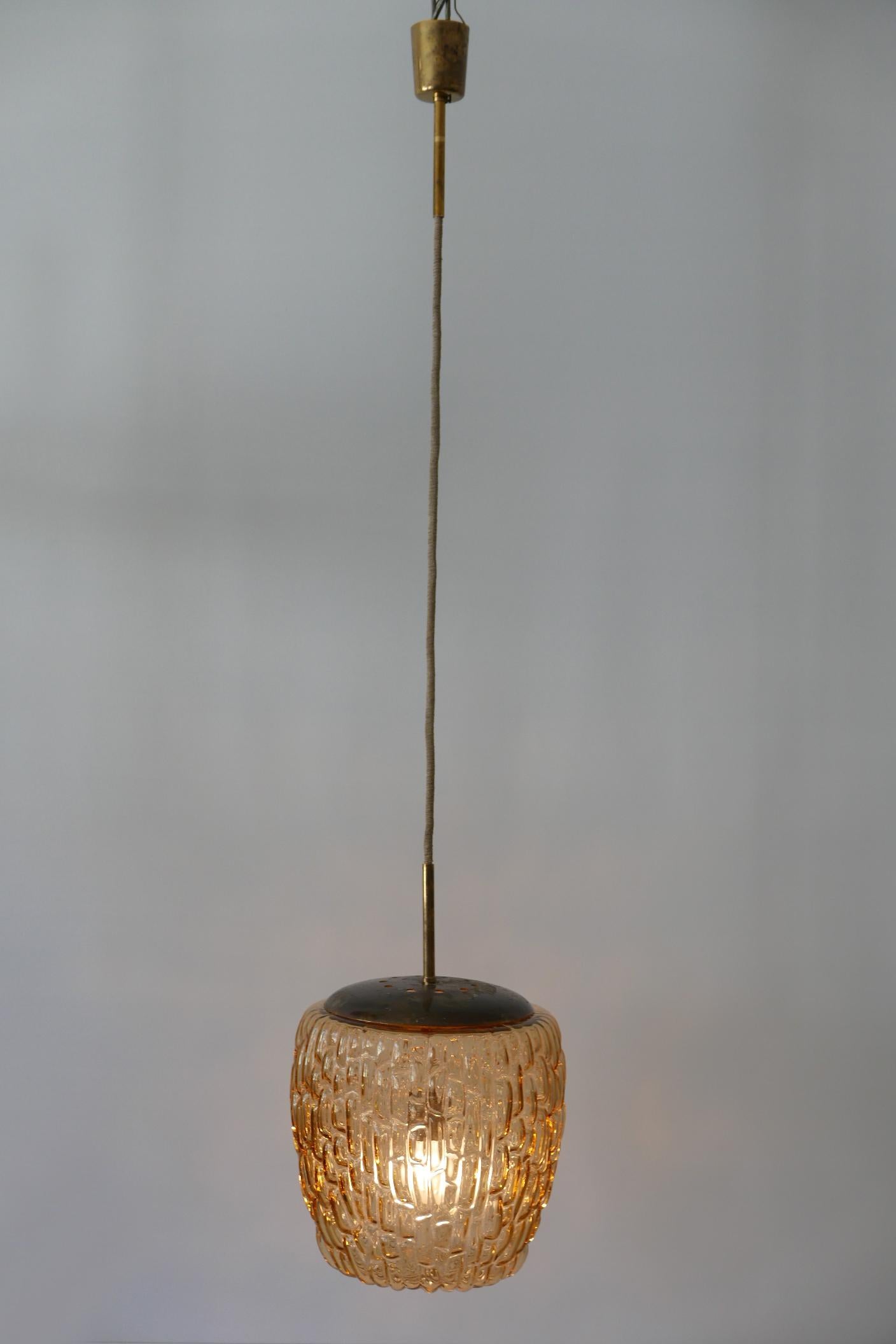 Mid-Century Modern Textured Glass Pendant Lamp by Rupert Nikoll, 1950s, Austria In Good Condition For Sale In Munich, DE