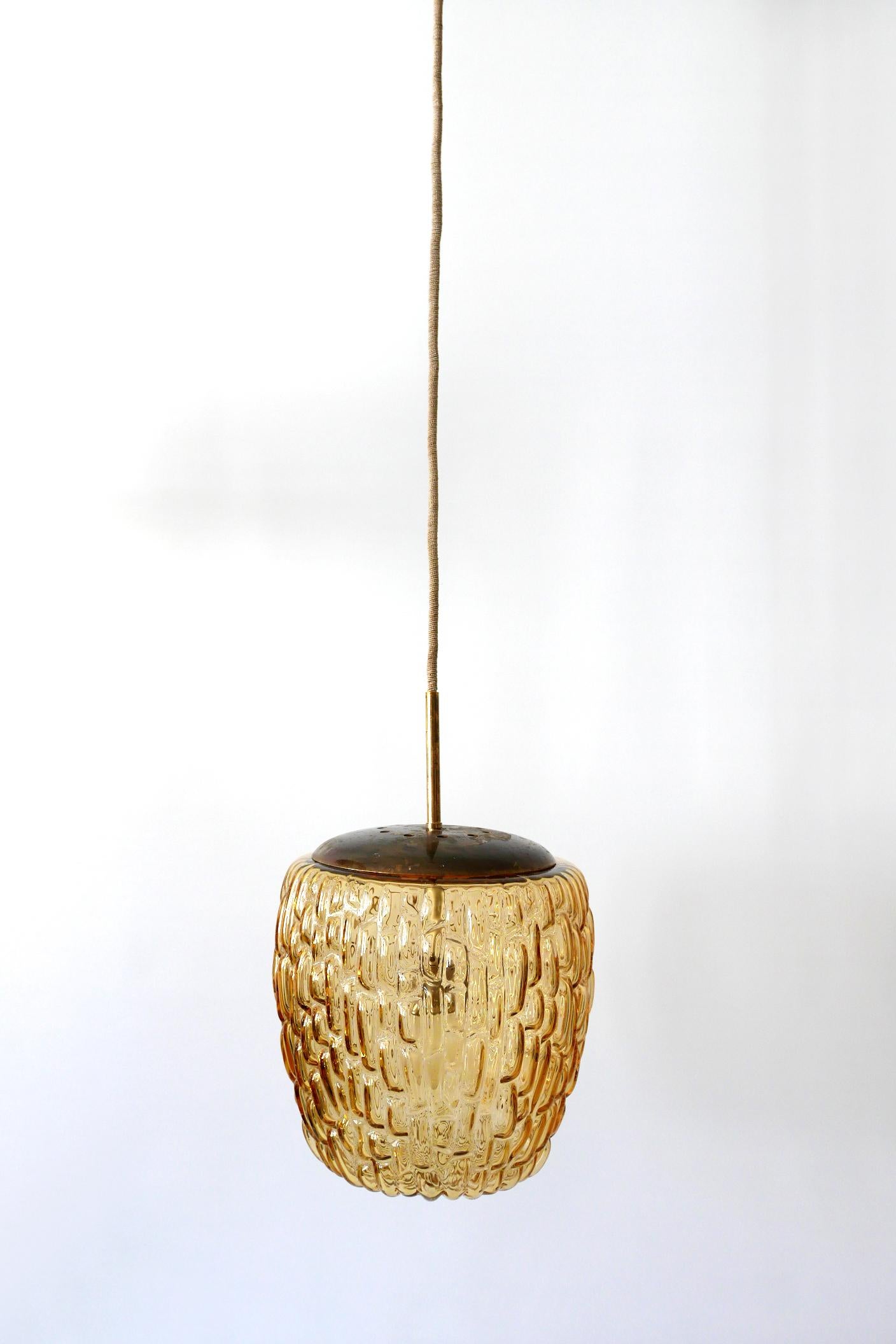Mid-Century Modern Textured Glass Pendant Lamp by Rupert Nikoll, 1950s, Austria For Sale 1