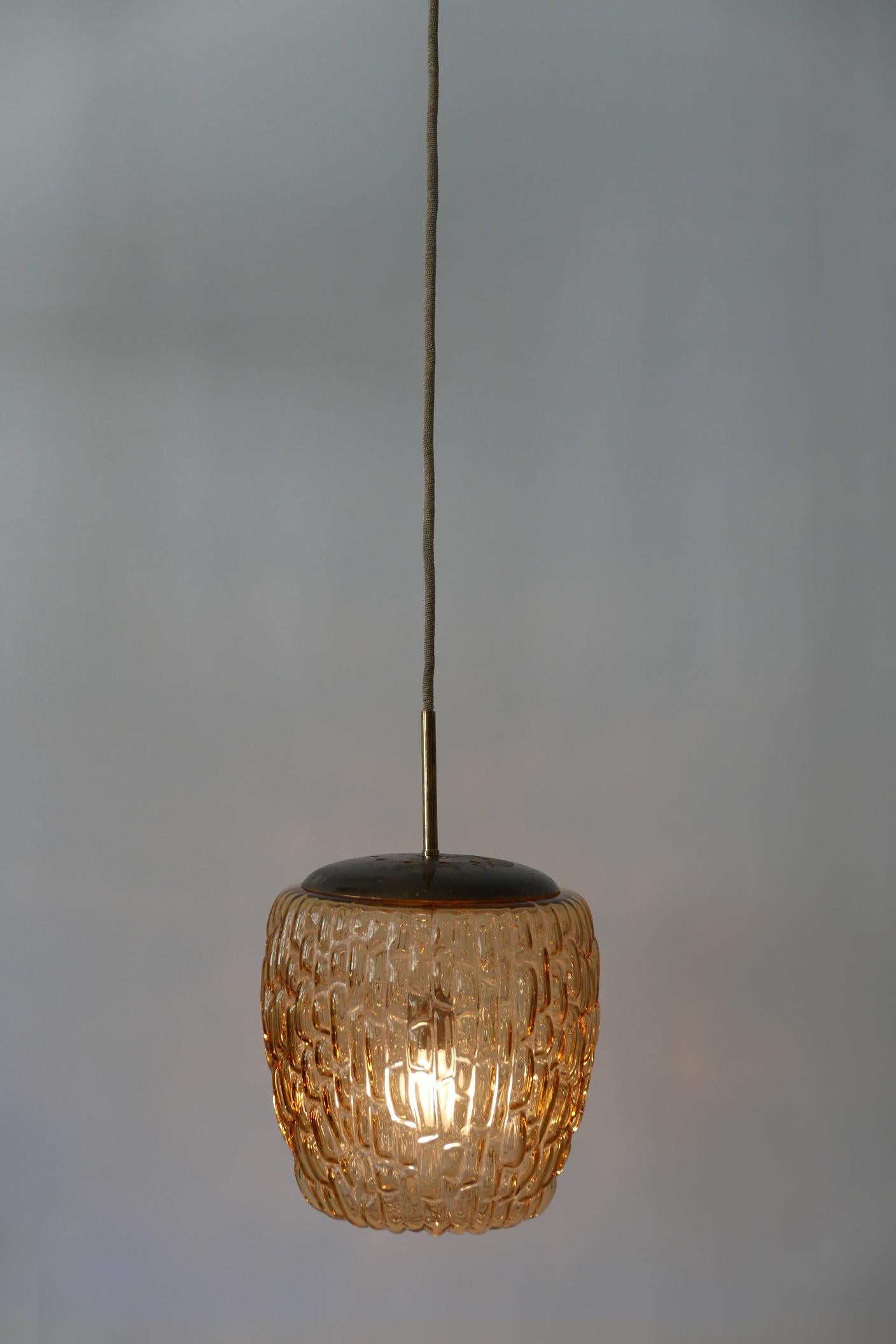 Mid-Century Modern Textured Glass Pendant Lamp by Rupert Nikoll, 1950s, Austria For Sale 2