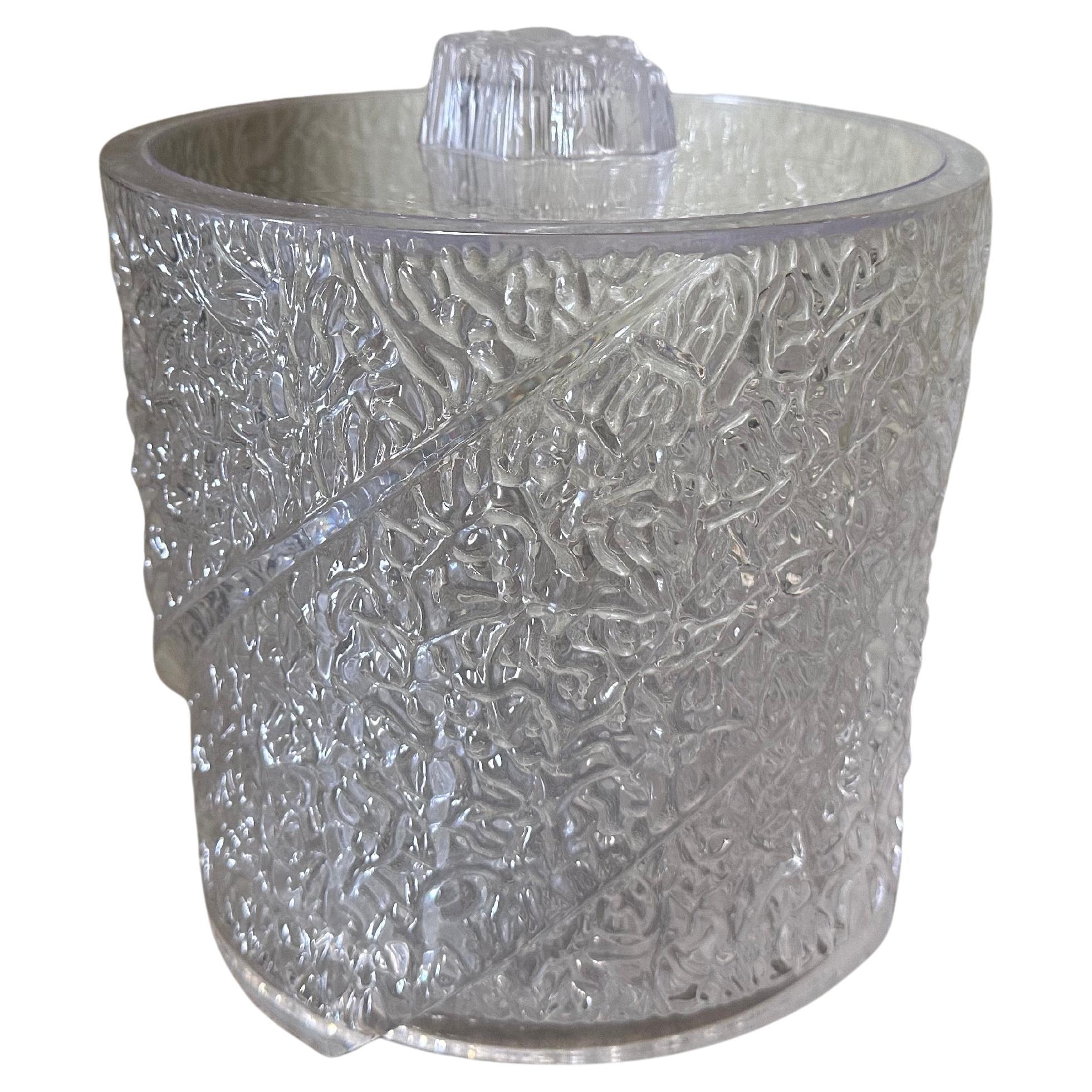 Mid-Century Modern Textured Lucite Ice Bucket in the Style of Wilardy