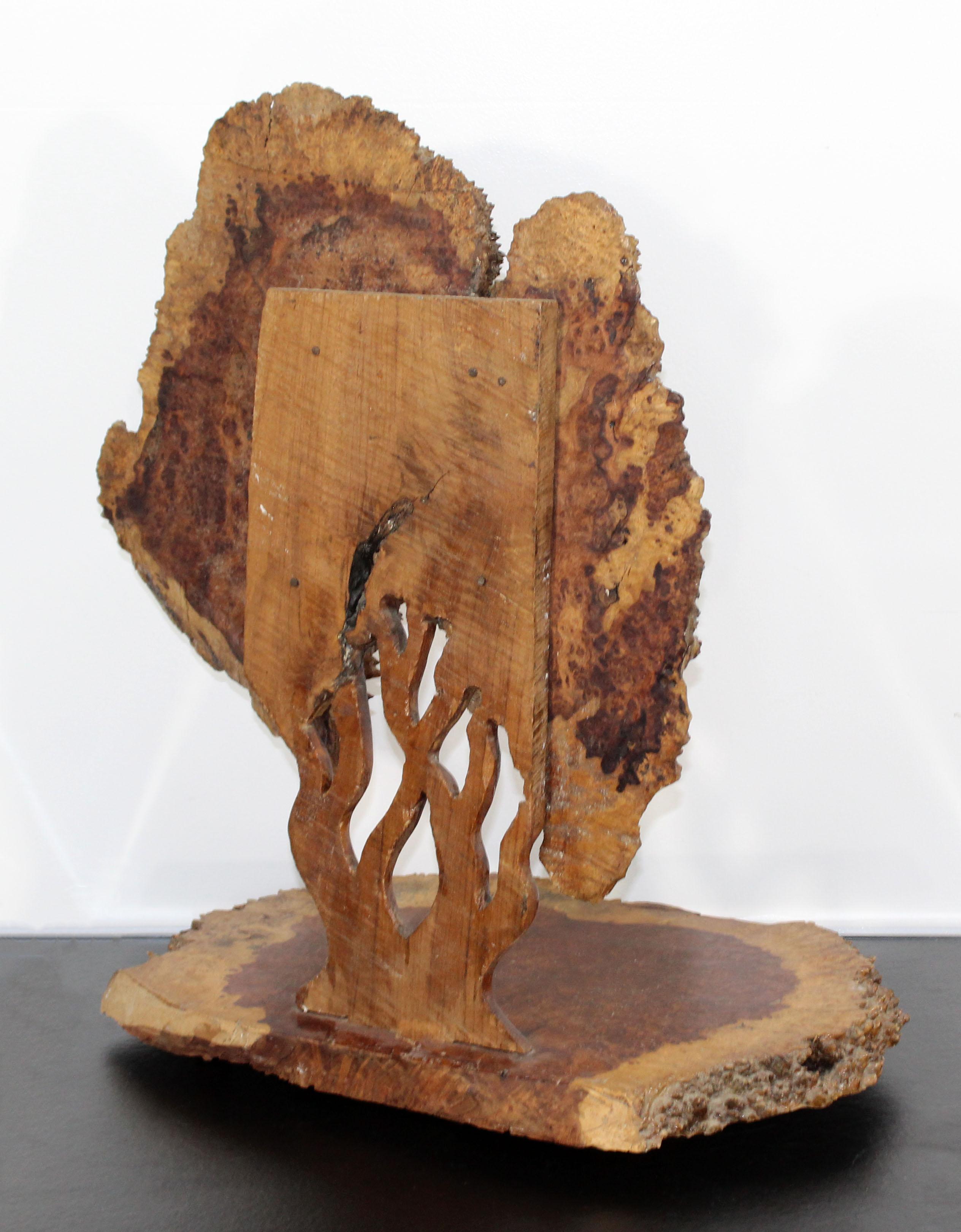 Mid-Century Modern Textured Tree of Life Studio Made Burl Wood Table Sculpture (Mitte des 20. Jahrhunderts)