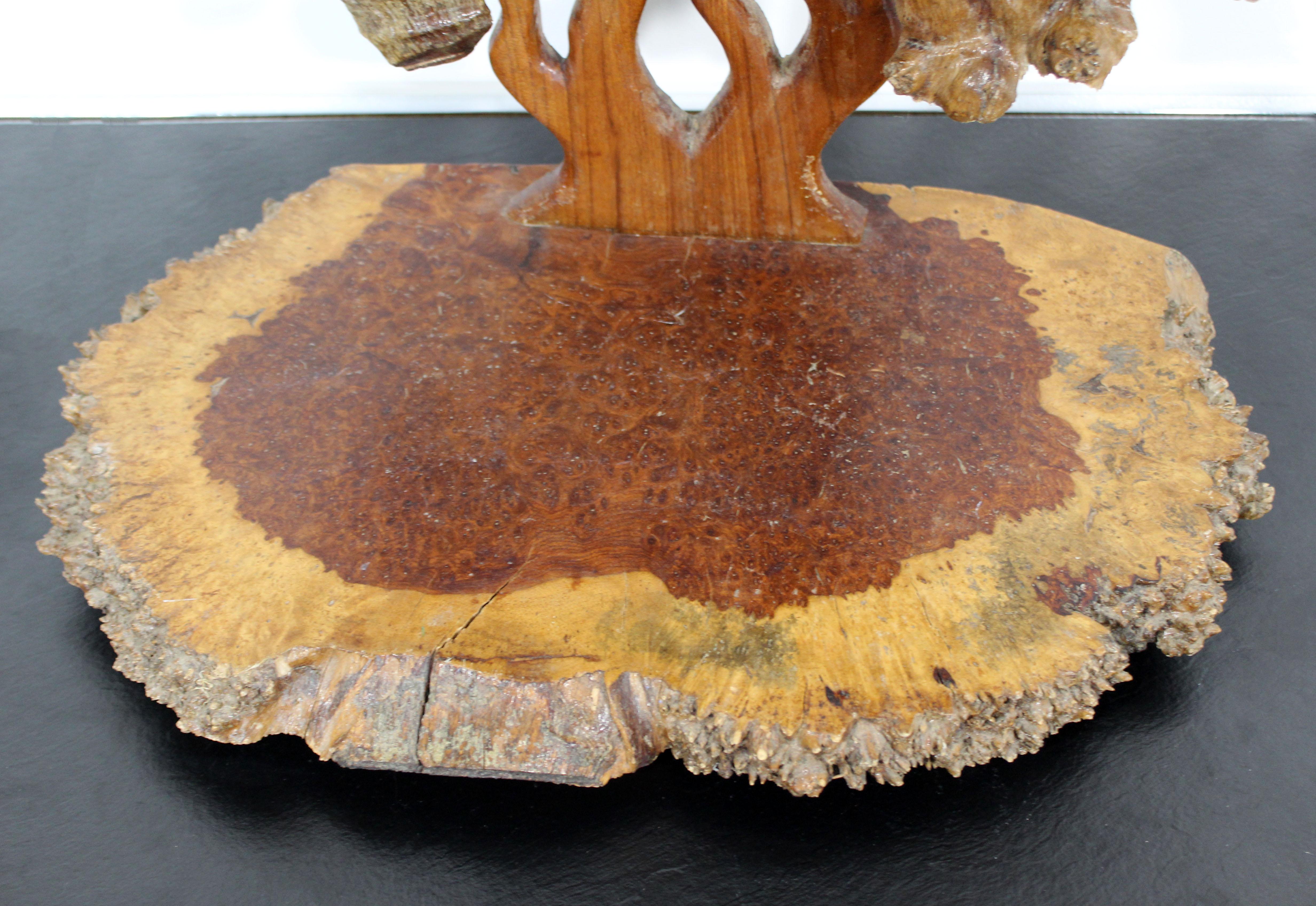 Mid-Century Modern Textured Tree of Life Studio Made Burl Wood Table Sculpture 2