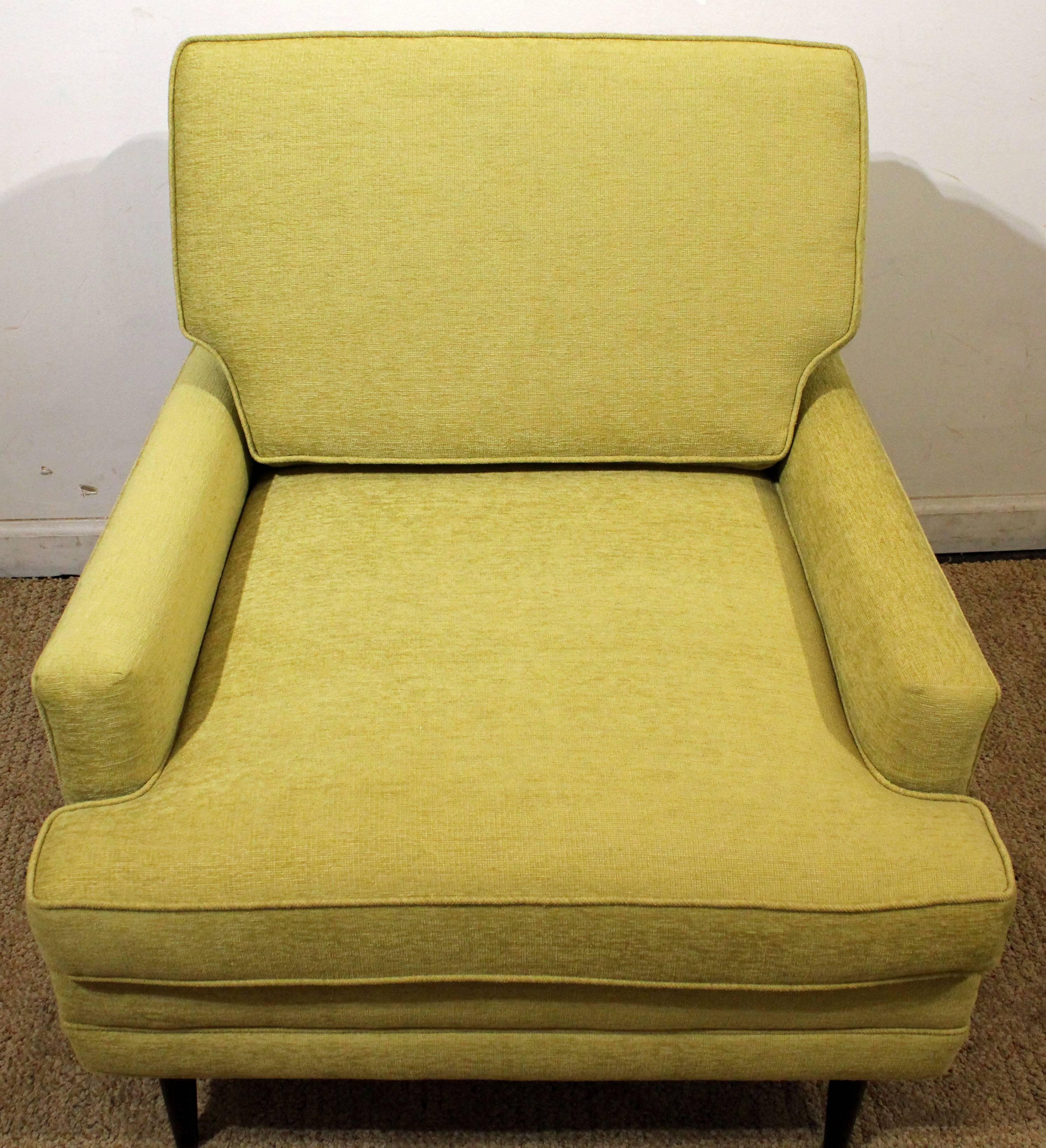 Unknown Mid-Century Modern Thayer Coggin Style Chartreuse Pencil Leg Club Chair