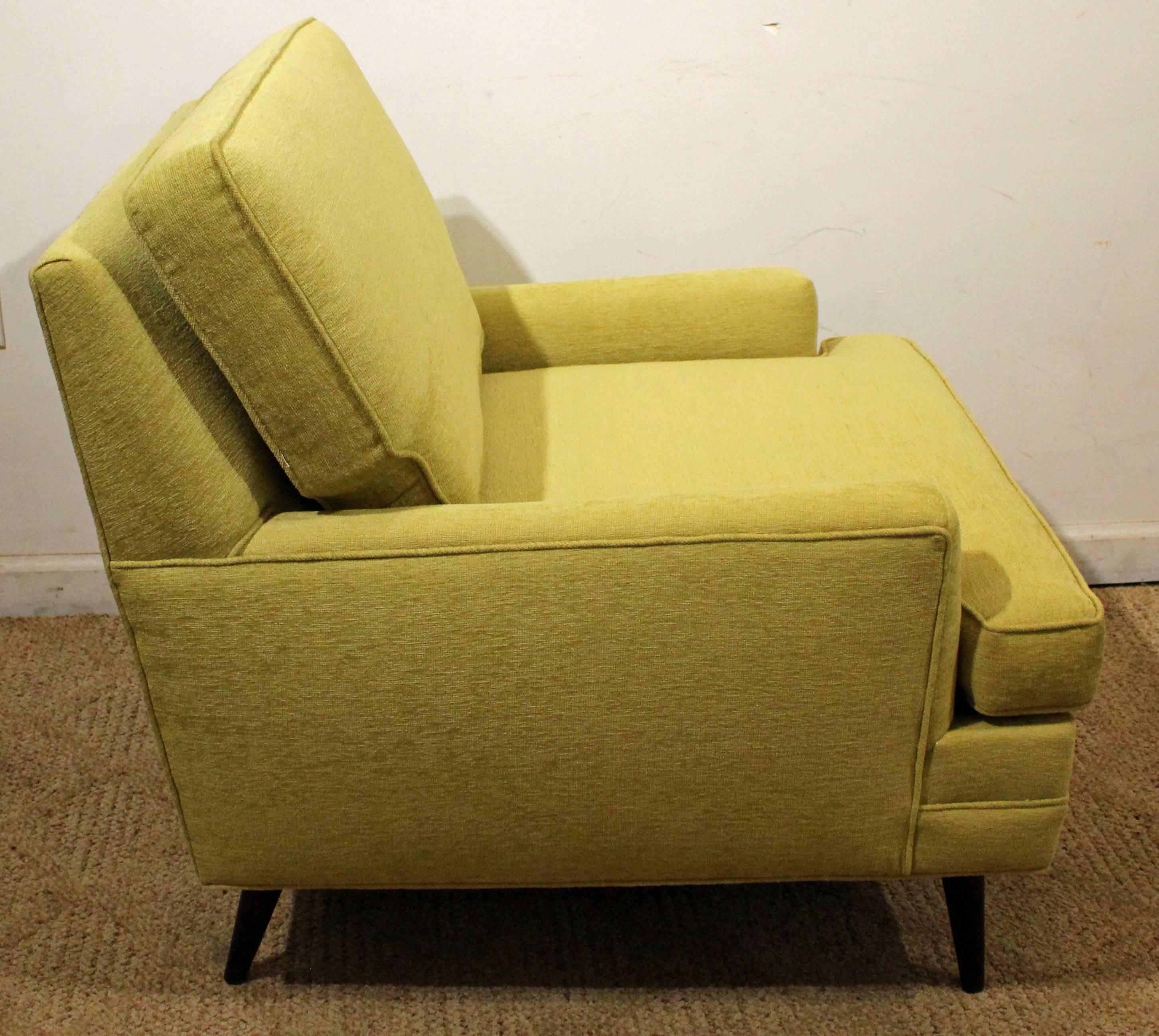 Upholstery Mid-Century Modern Thayer Coggin Style Chartreuse Pencil Leg Club Chair
