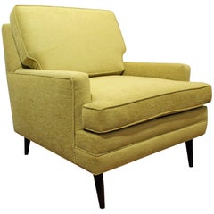Mid-Century Modern Thayer Coggin Style Chartreuse Pencil Leg Club Chair