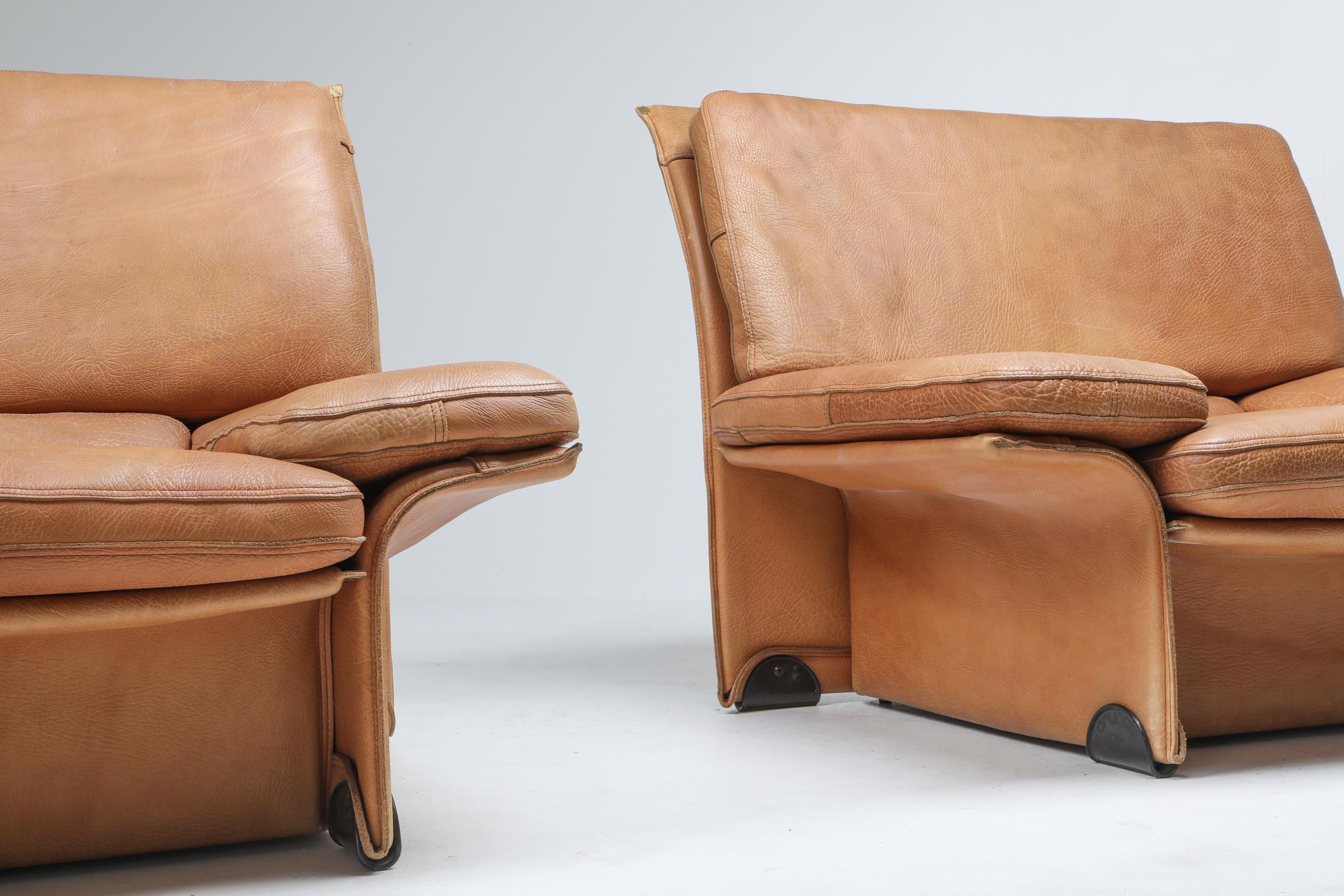 Mid-Century Modern Thick Camel Leather Club Chairs by Brunati, Italy 5