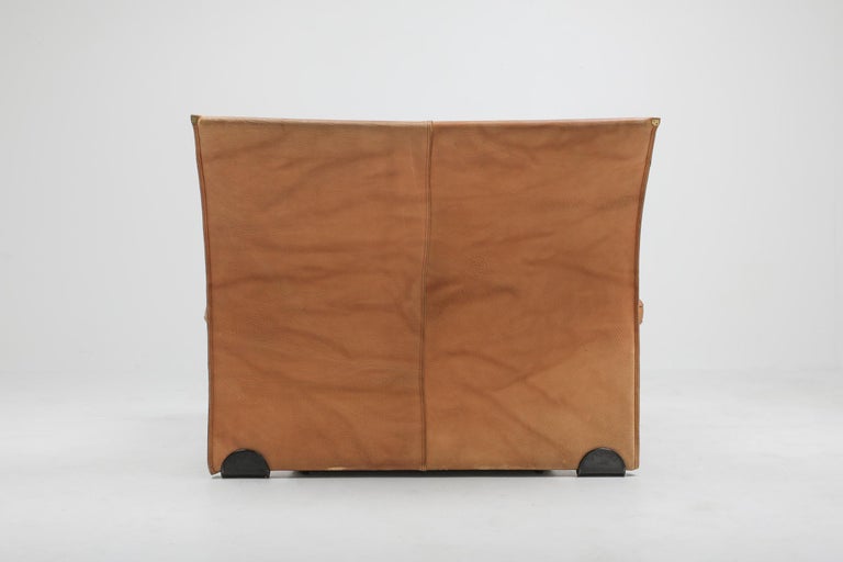 MidCentury Modern Thick Camel Leather Club Chairs by Brunati, Italy