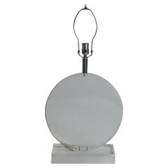 Lampe de bureau circulaire épaisse en lucite transparente, moderne du milieu du siècle dernier