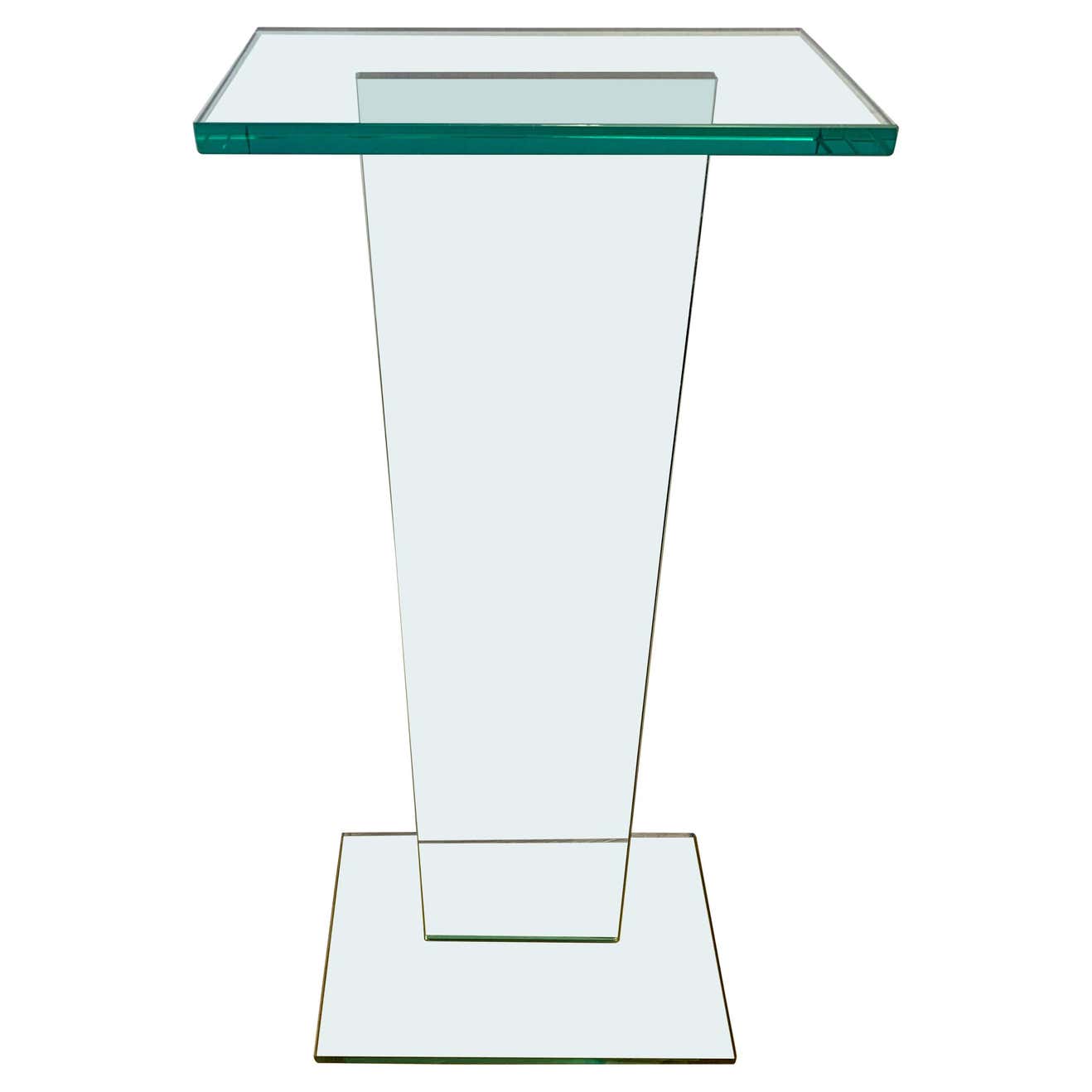 Mid-Century Modern Thick Glass Sculptural Pedestal Stand Column at 1stDibs