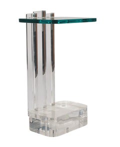 Mid-Century Modern Thick Lucite and Glass Side Table by Les Prismatiques