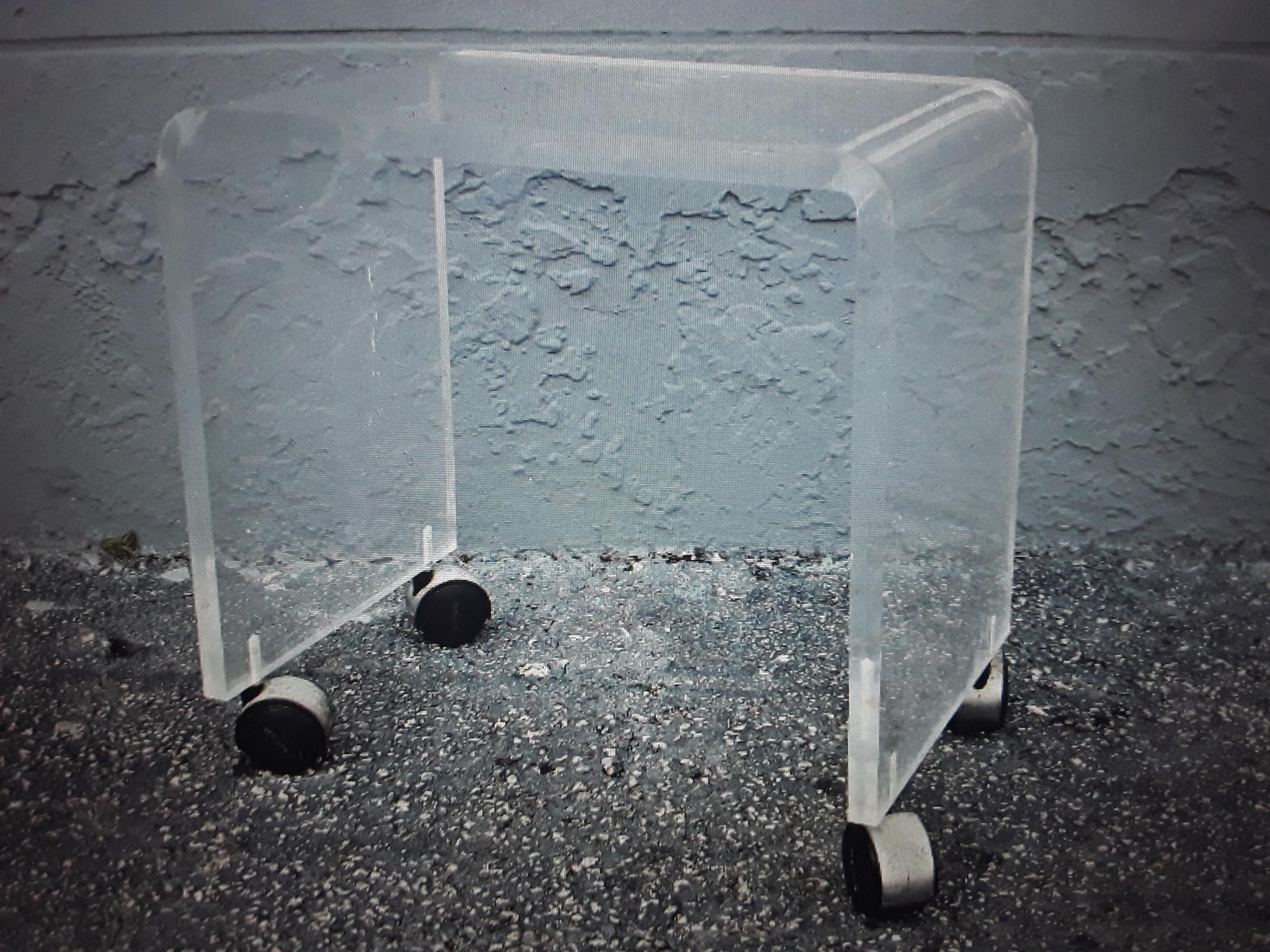 Mid Century Modern Thick Lucite Rolling Vanity Stool 4