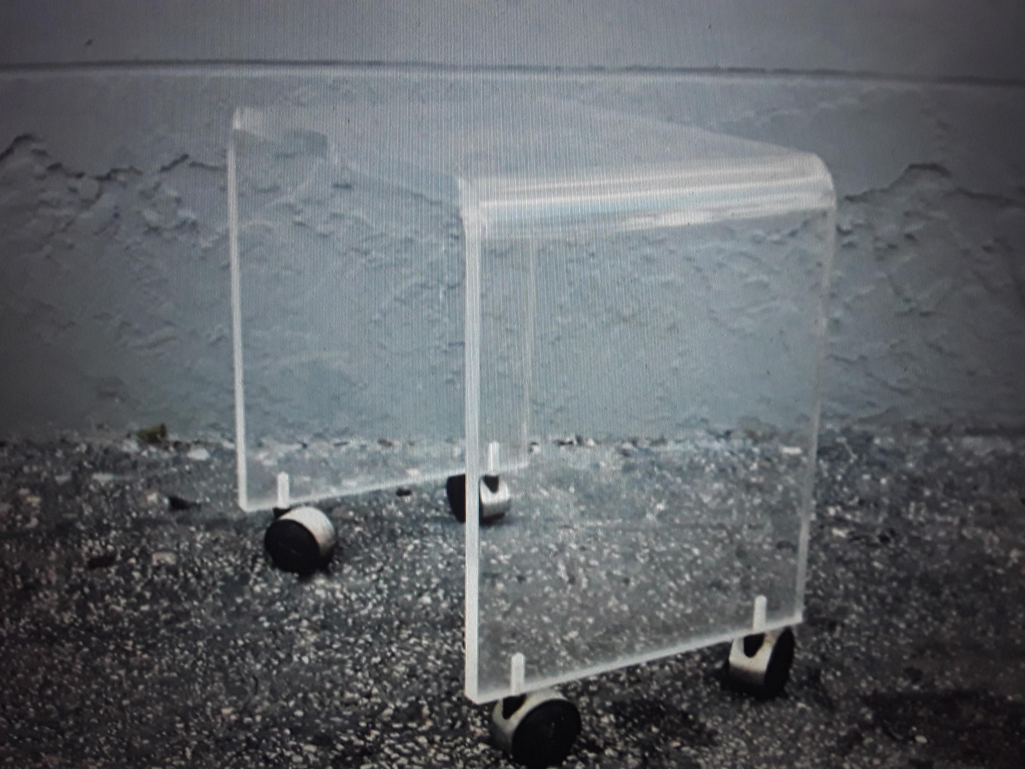 North American Mid Century Modern Thick Lucite Rolling Vanity Stool