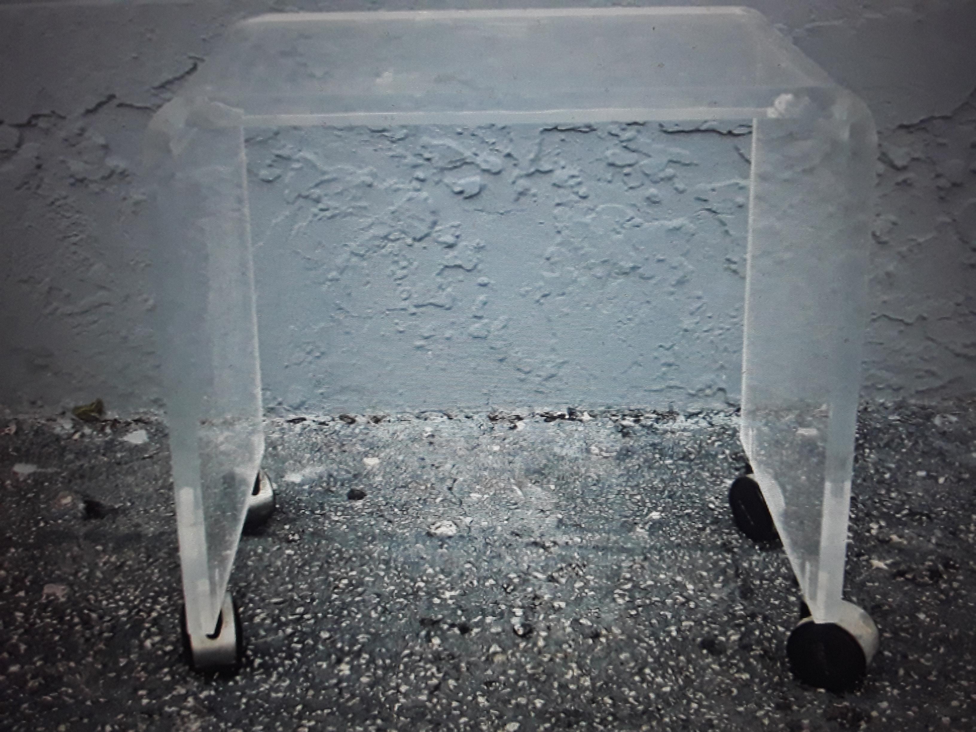 Mid Century Modern Thick Lucite Rolling Vanity Stool 2