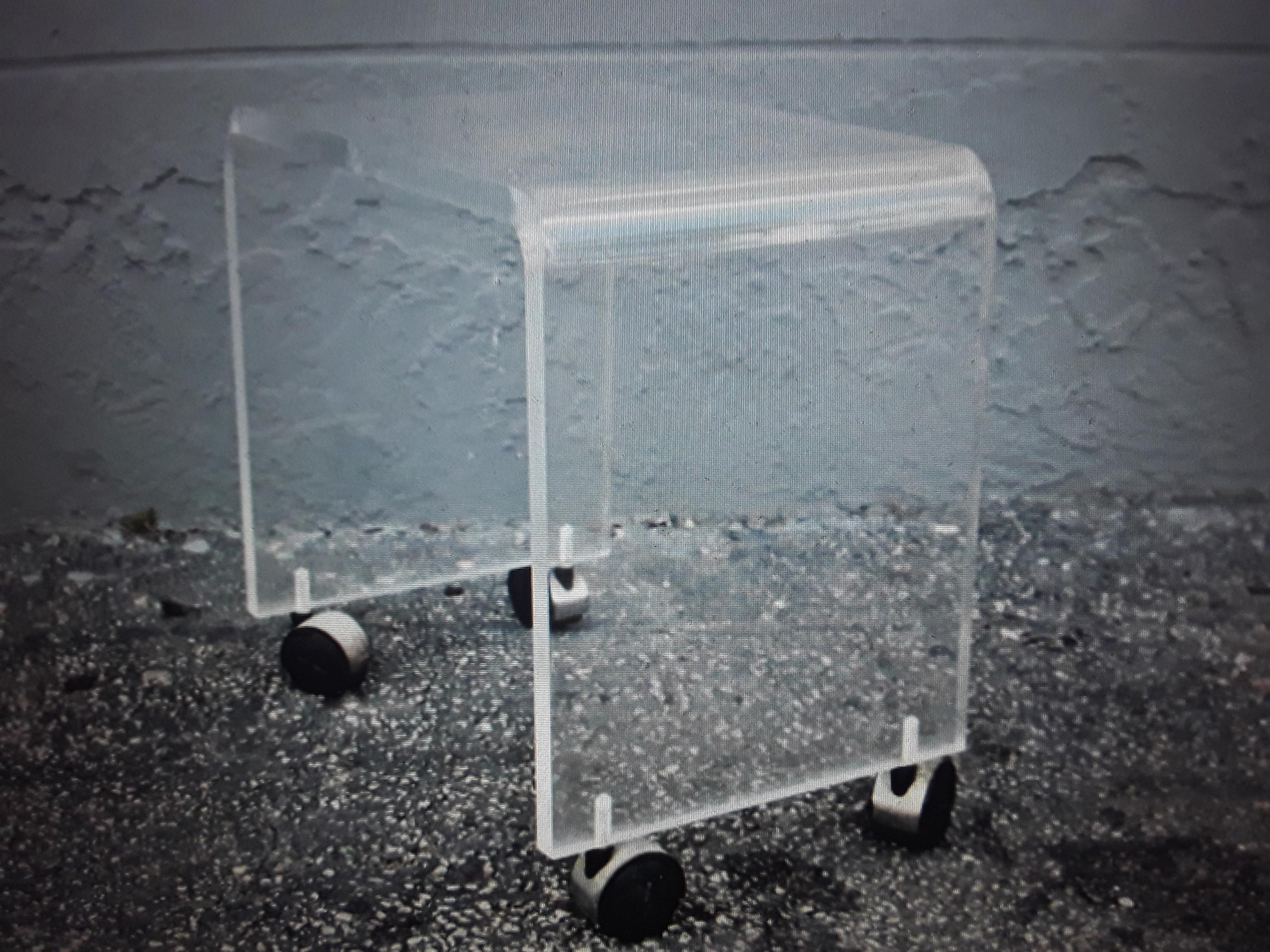 Mid Century Modern Thick Lucite Rolling Vanity Stool 3