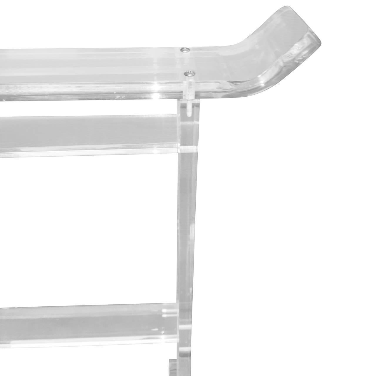 Mid-Century Modern Thick Lucite Towel Rack In Good Condition In Haddonfield, NJ