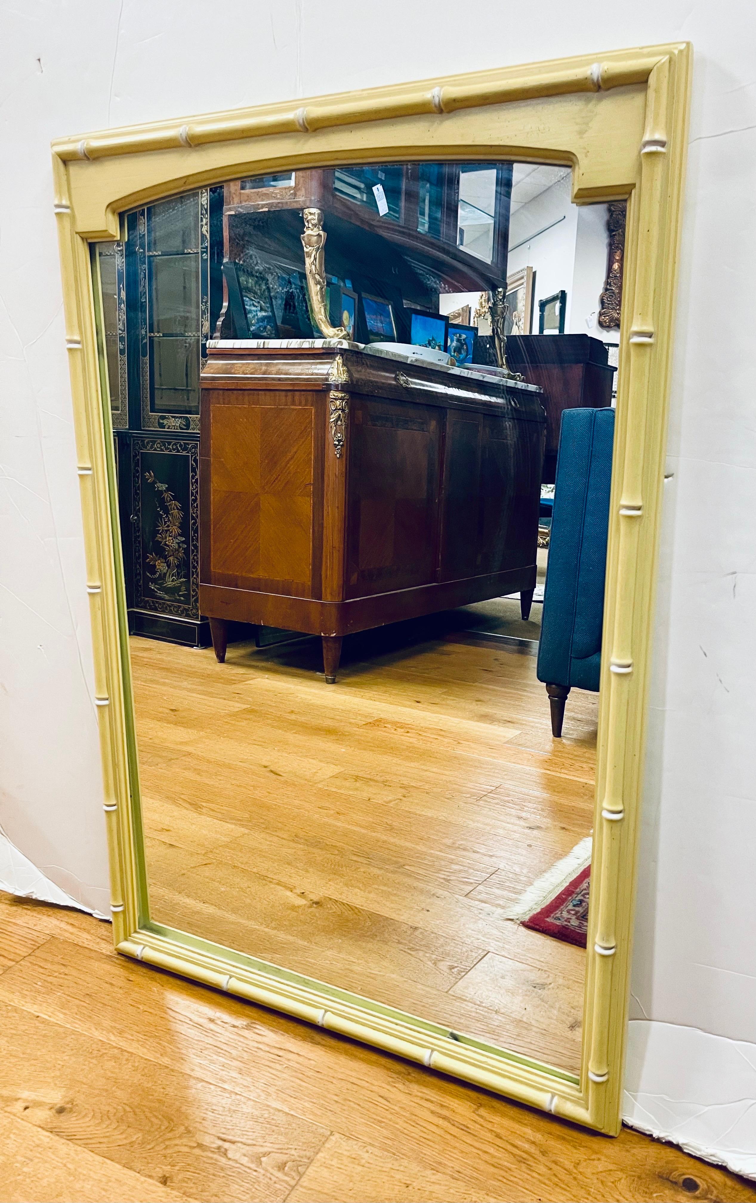 Rare faux bamboo mirror from Thomasville's highly coveted Allegro line.
Circa 1963.  Can be hung ether way but you'll need to affix wire - easy!
See our other Allegro pieces on Dibs this week.