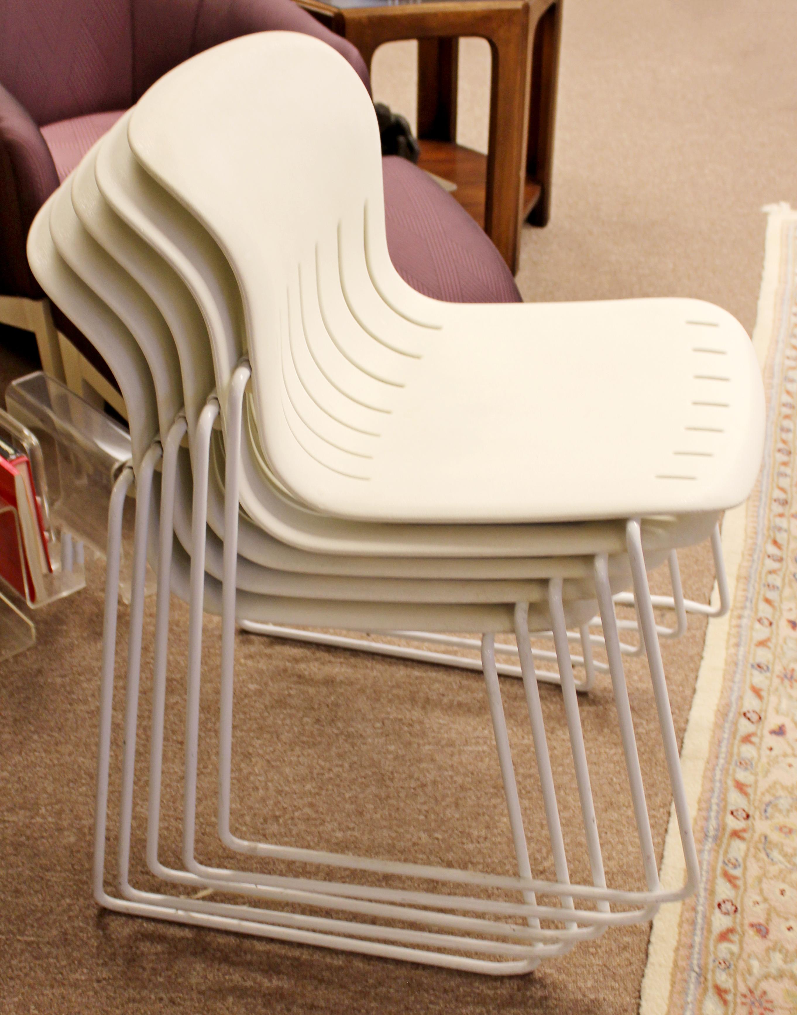 Mid-Century Modern Thonet Attiva Jerome Caruso Set 6 White Stacking ...