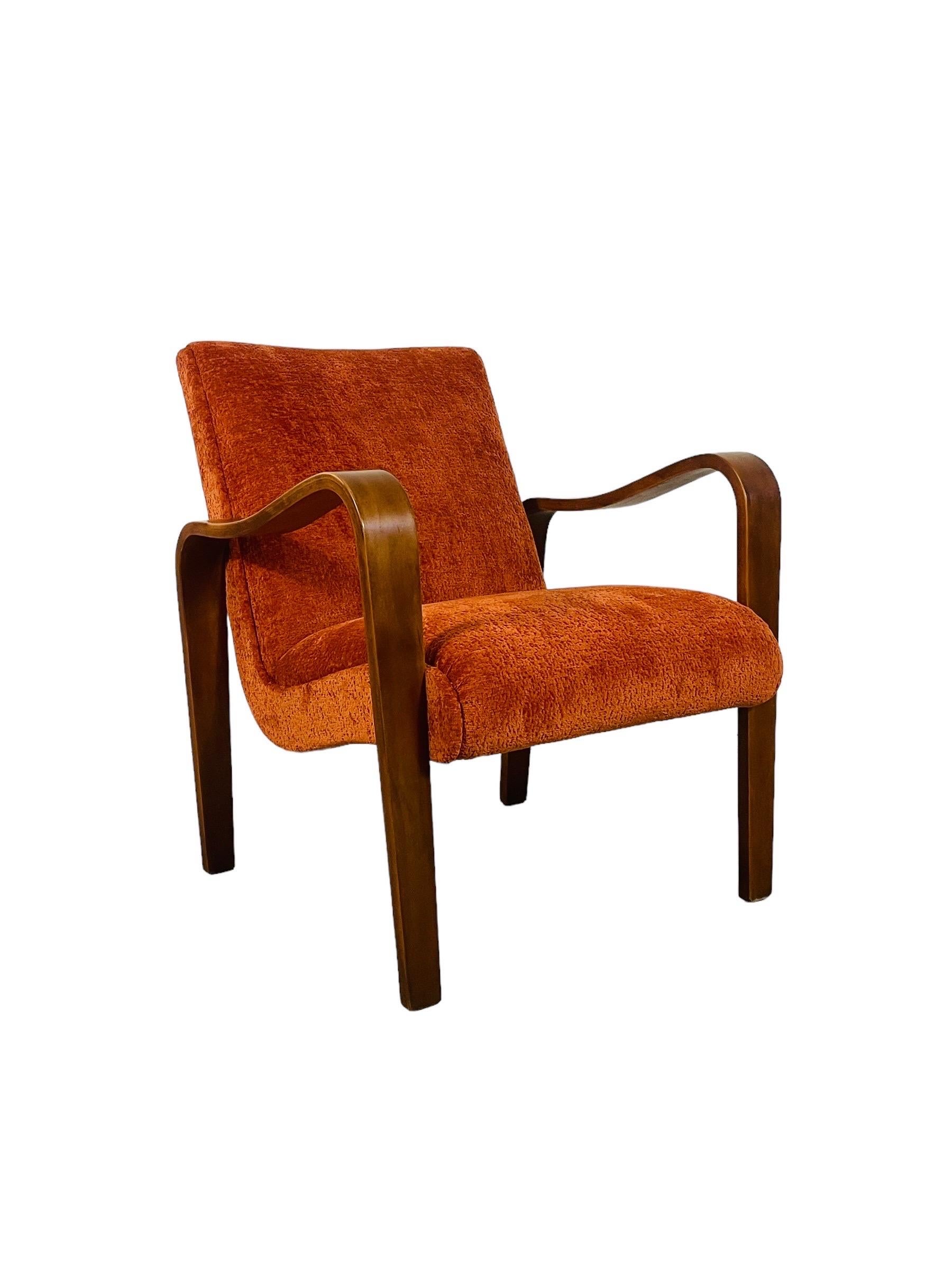 Mid-Century Modern Fauteuil de salon Thonet moderne du milieu du siècle dernier retapissé