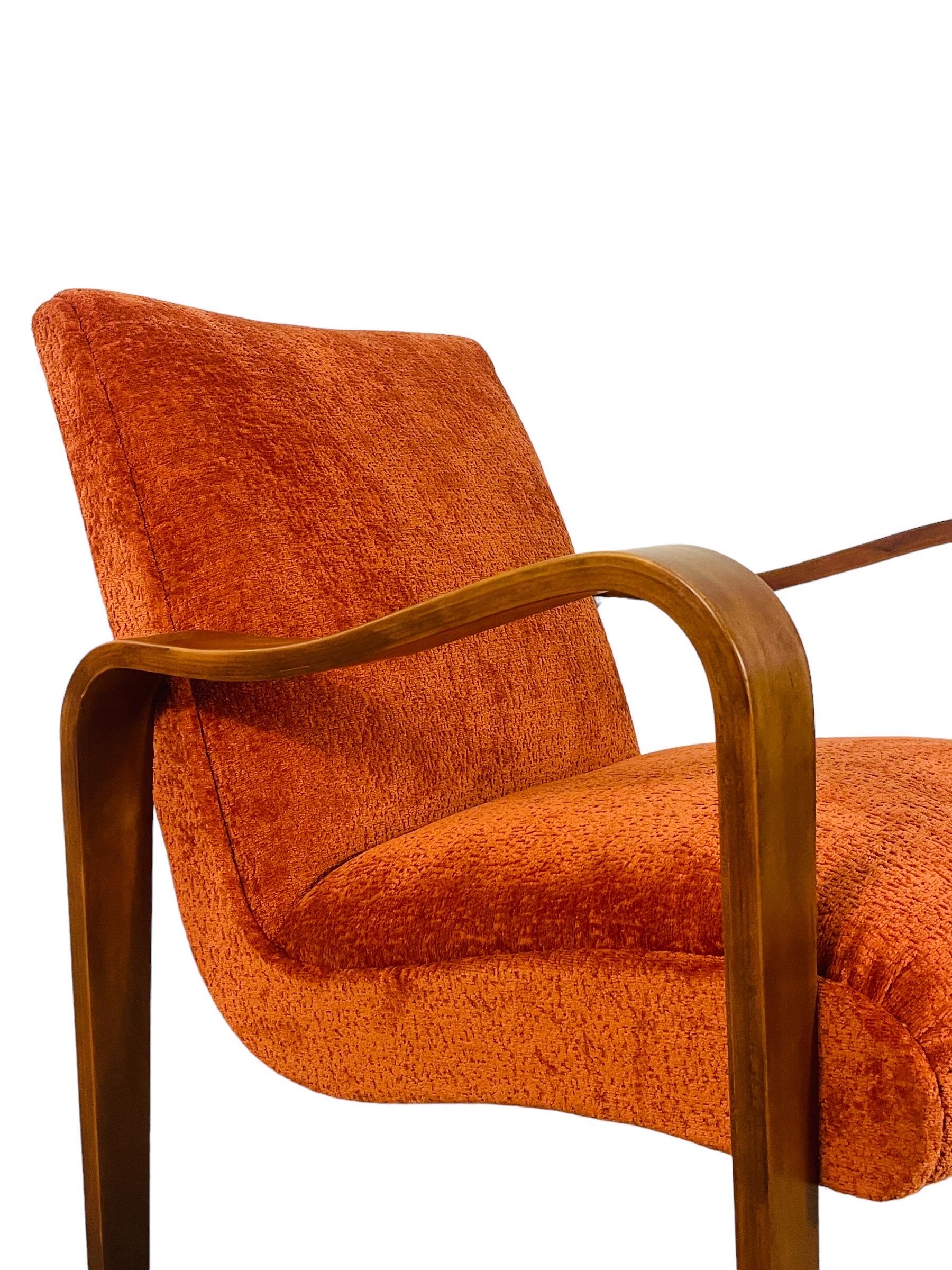 Fabric Mid Century Modern Thonet Lounge Chair Reupholstered