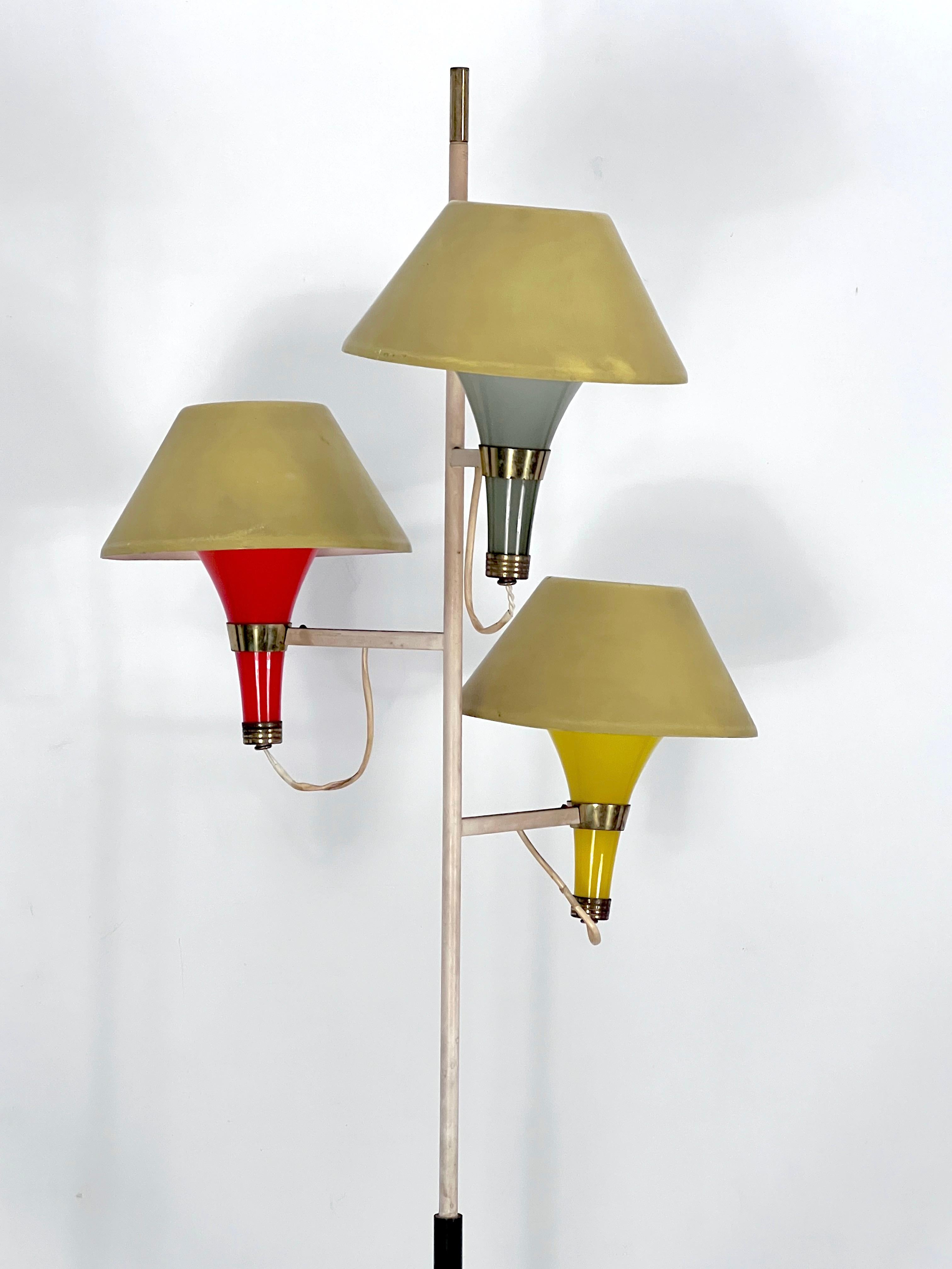 Mid-Century Modern Three Arms Floor Lamp by Stilux Milano, Italy, 1950s For Sale 3
