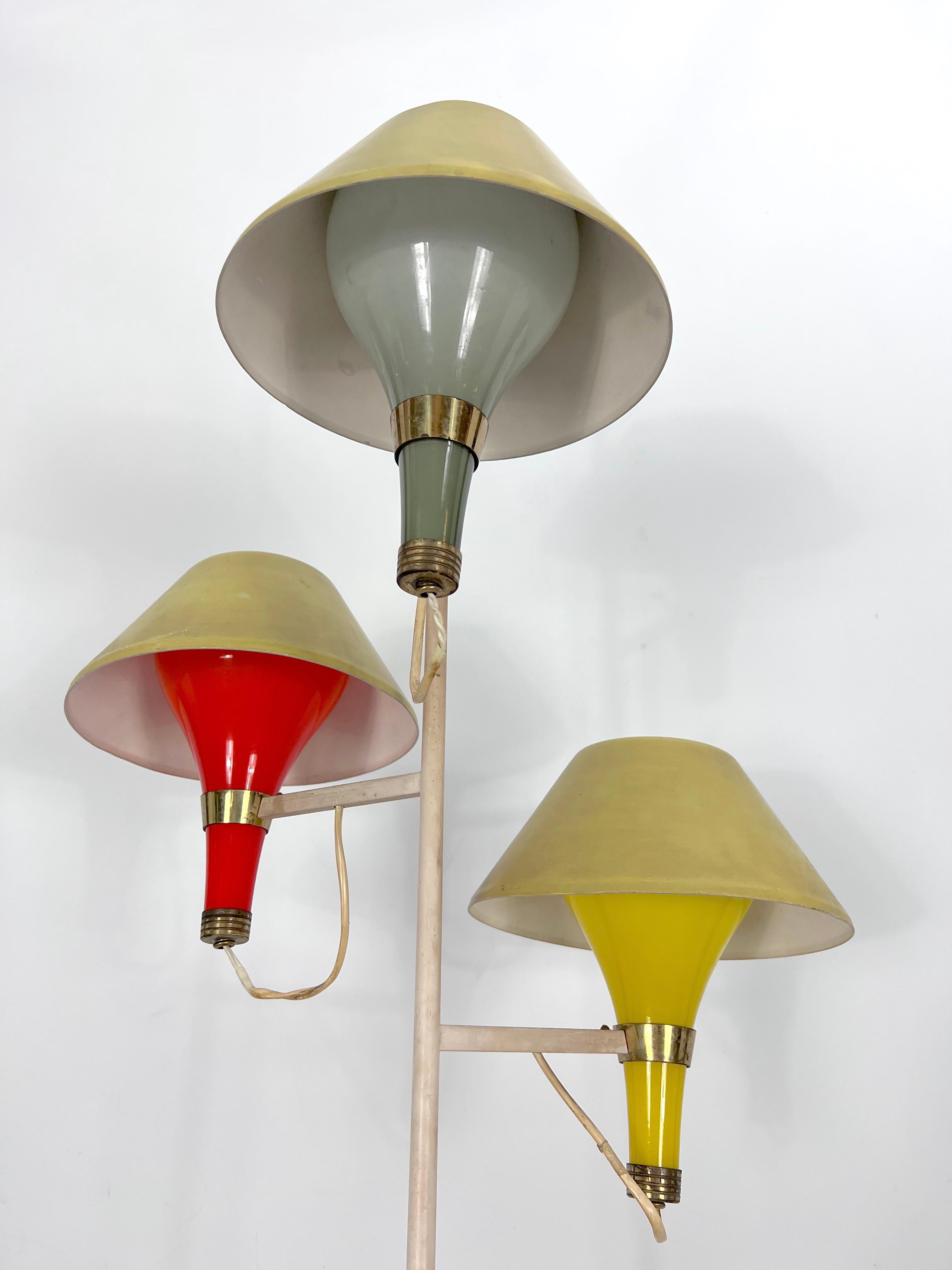 Mid-Century Modern Three Arms Floor Lamp by Stilux Milano, Italy, 1950s For Sale 7