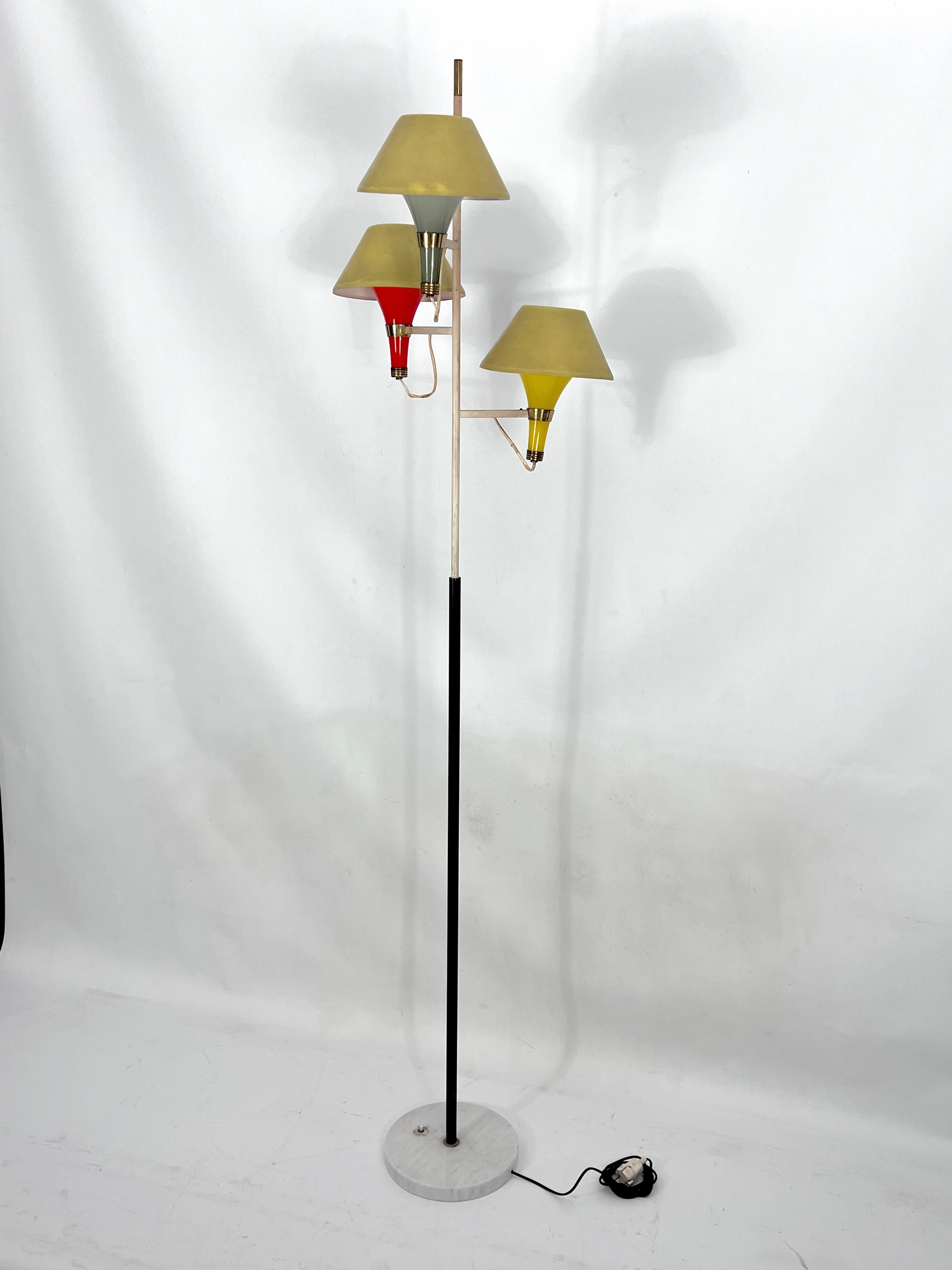 Mid-Century Modern Three Arms Floor Lamp by Stilux Milano, Italy, 1950s For Sale 2