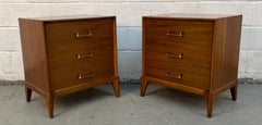 Mid-Century Modern Three Drawer Walnut Nightstands