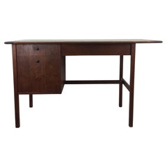 Mid Century Modern Three Drawer Walnut Writing Desk