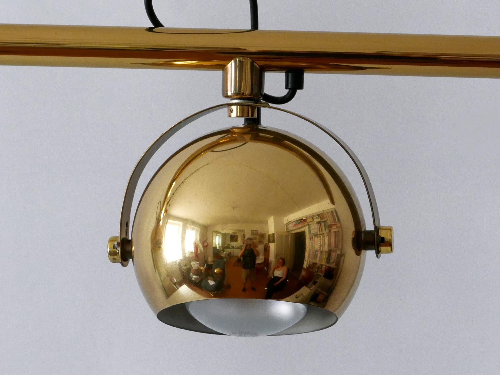 Brass Mid-Century Modern Three-Flamed Ceiling Lamp or Spots by Sische Germany 1960s For Sale