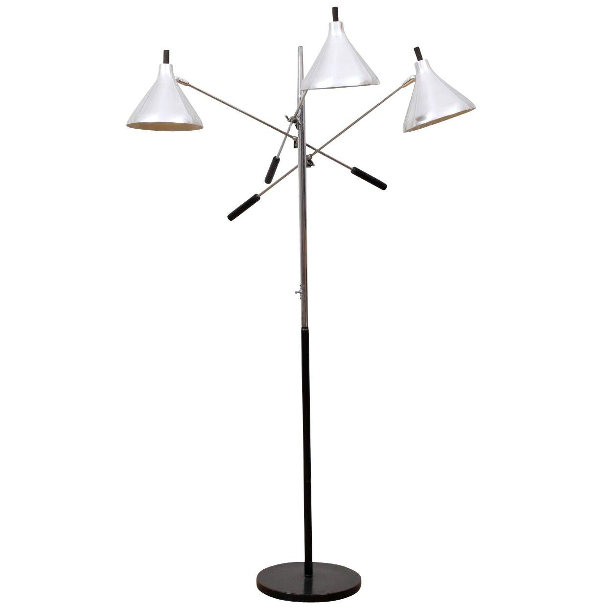 Mid-Century Modern Three-Light Adjustable Floor Lamp