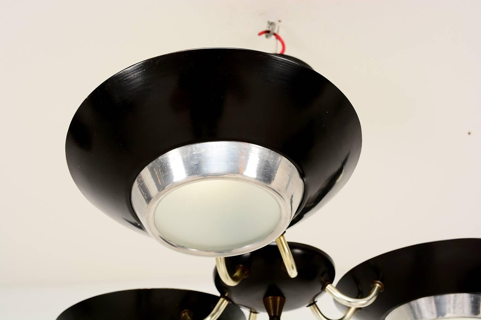 Mid-Century Modern Three-Light Ceiling Fixture In Good Condition In Chula Vista, CA
