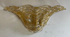 Mid-Century Modern Three Murano Gold Art Glass Shell Wall Sconce Light Fixtures