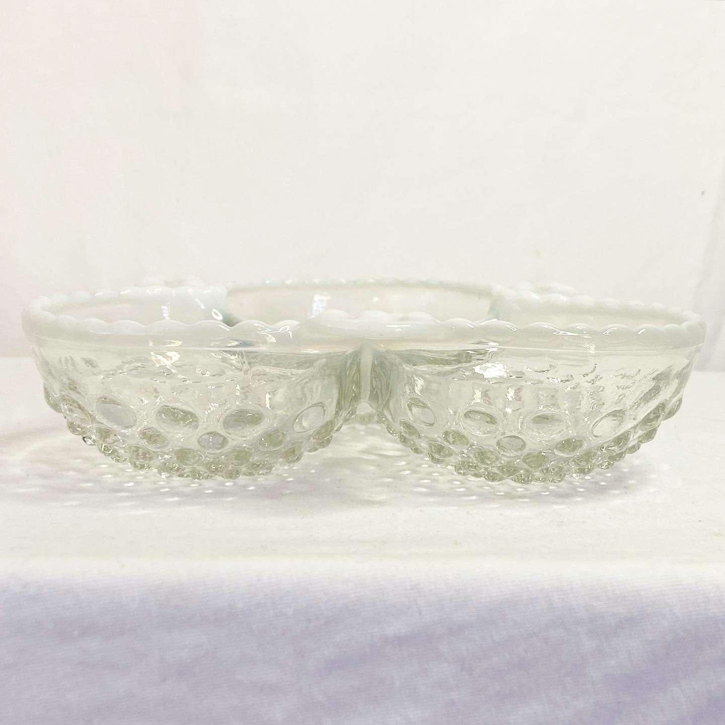 20th Century Mid Century Modern Three Part Glass Serving Dish For Sale