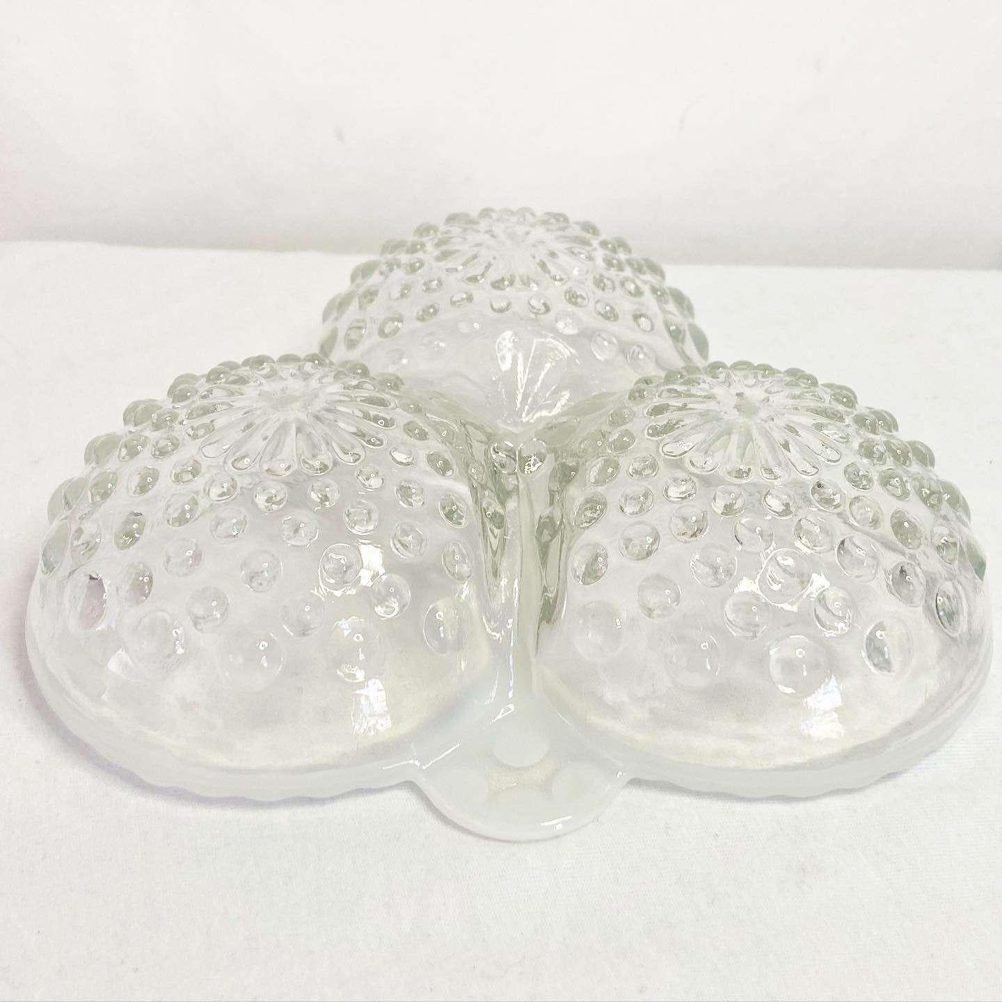 Mid Century Modern Three Part Glass Serving Dish For Sale 1
