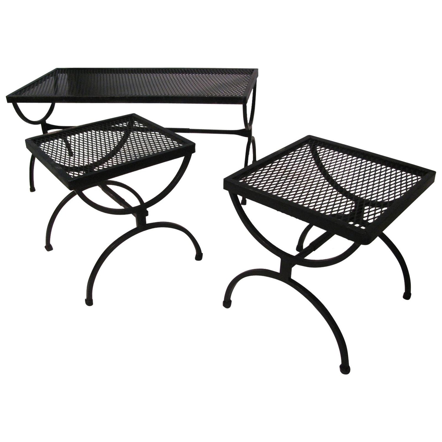 Mid Century Modern Three Piece Outdoor Set Cocktail Table For Sale