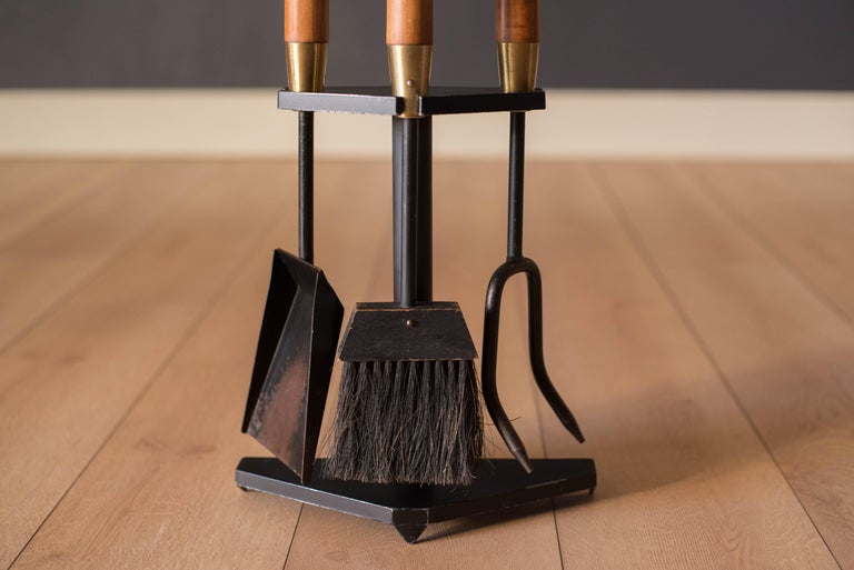 MidCentury Modern ThreePiece Standing Fireplace Tool Set by Seymour