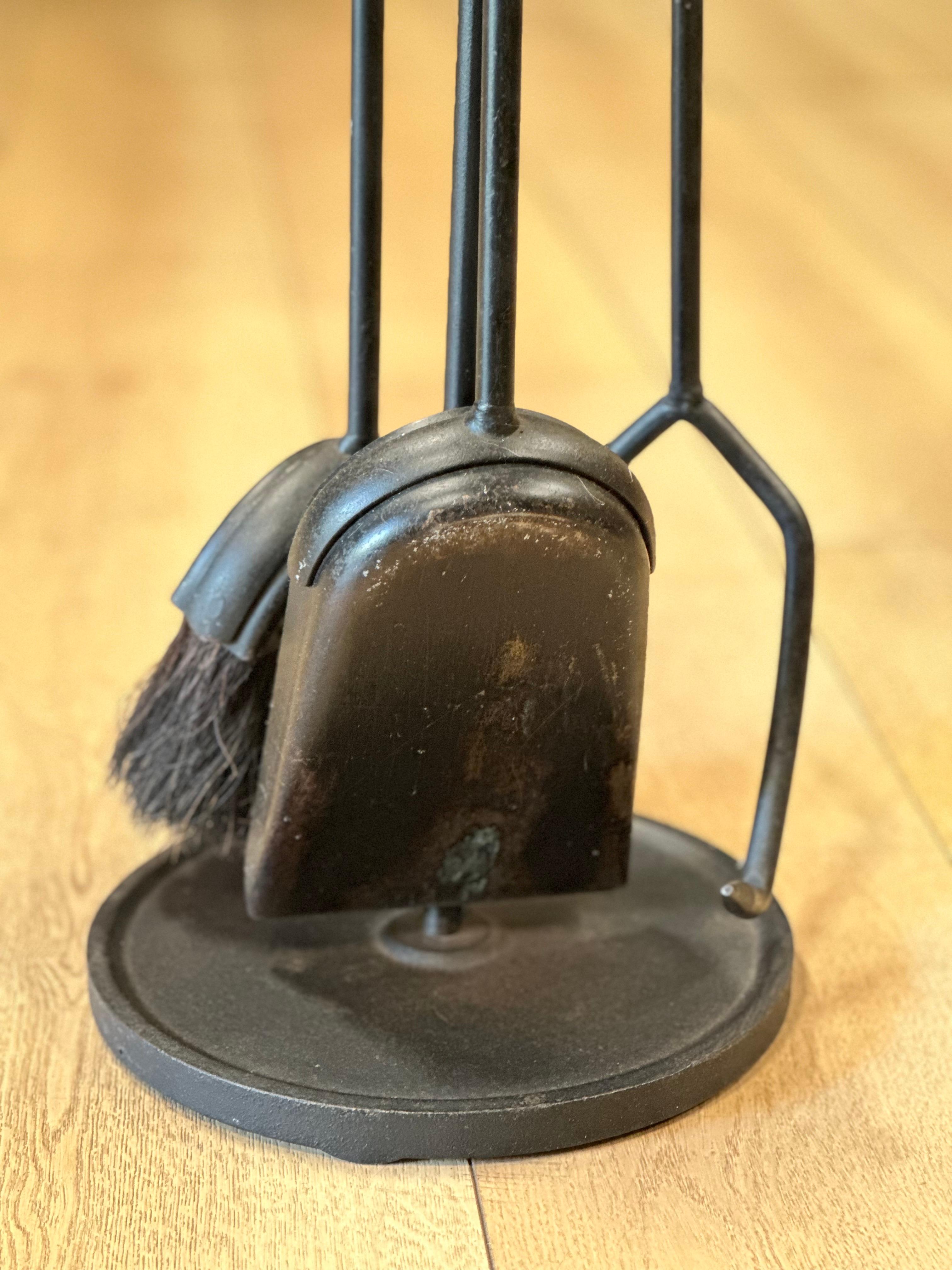 Mid Century Modern Three-Piece Standing Fireplace Tool Set 3