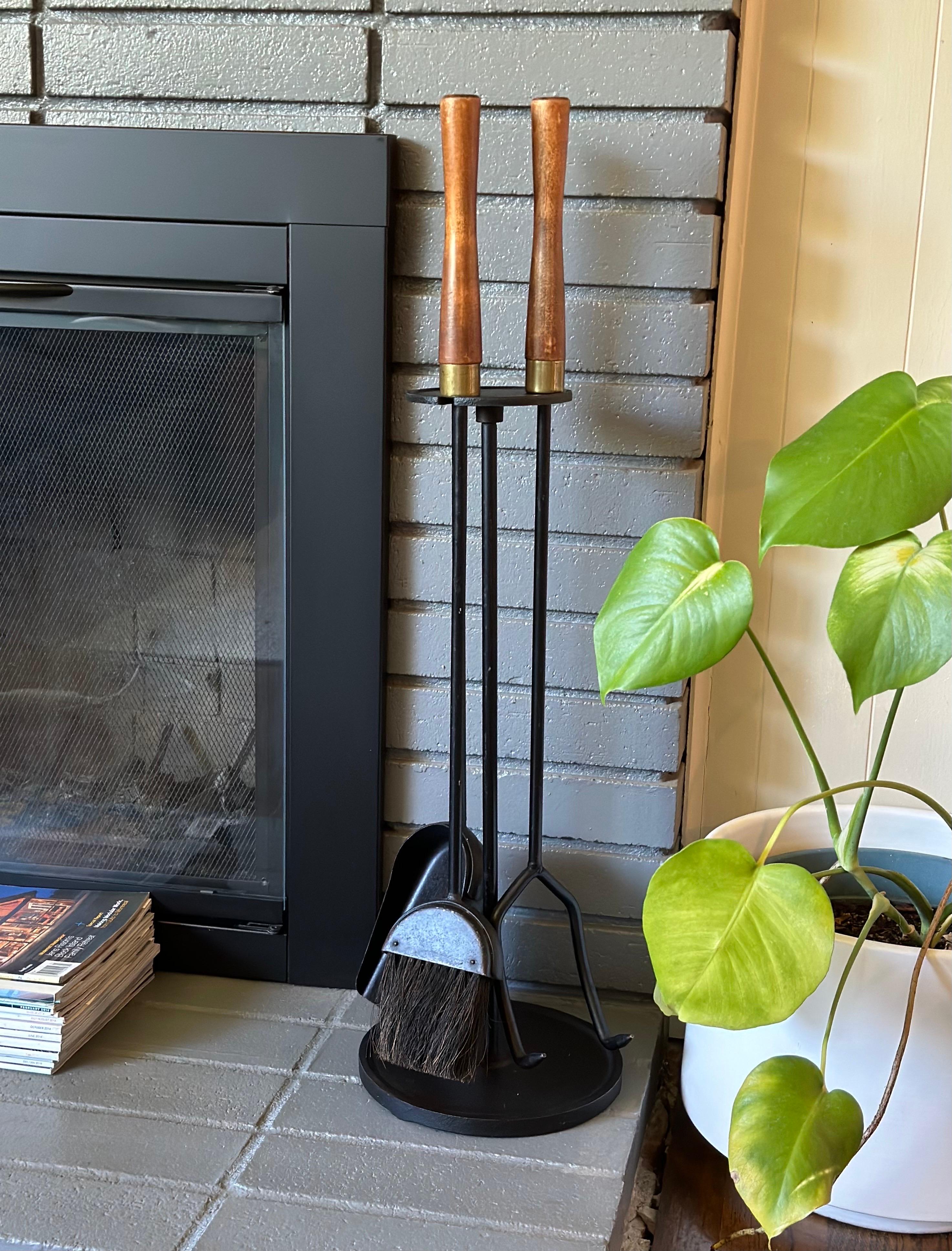 Mid-Century Modern Mid Century Modern Three-Piece Standing Fireplace Tool Set