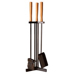 Vintage Mid Century Modern Three-Piece Standing Fireplace Tool Set