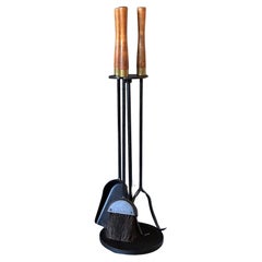 Mid Century Modern Three-Piece Standing Fireplace Tool Set