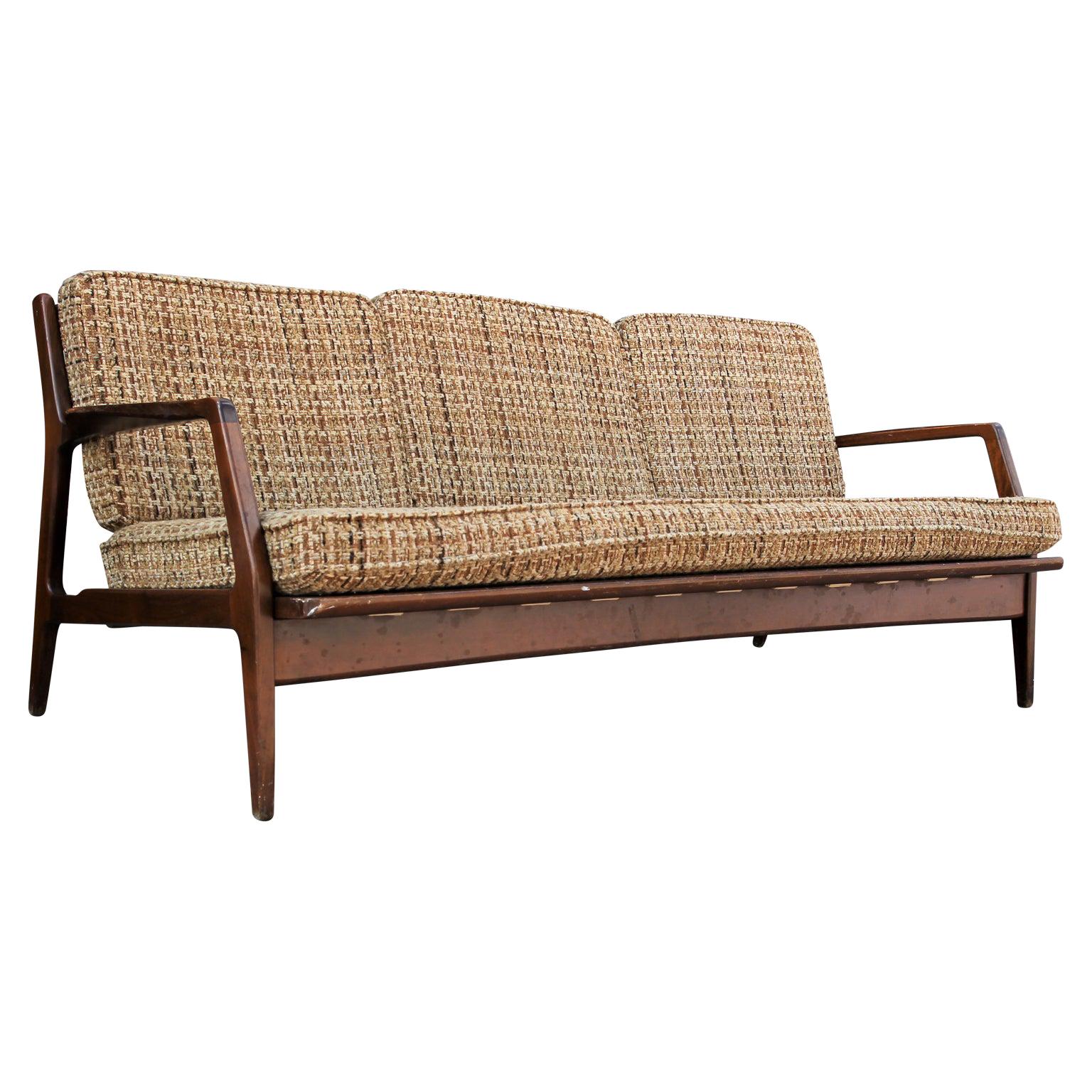 Mid-Century Modern Three-Seat Danish Walnut Color IB Kofod-Larsen Sofa COM  at 1stDibs | colorib, walnut color sofa