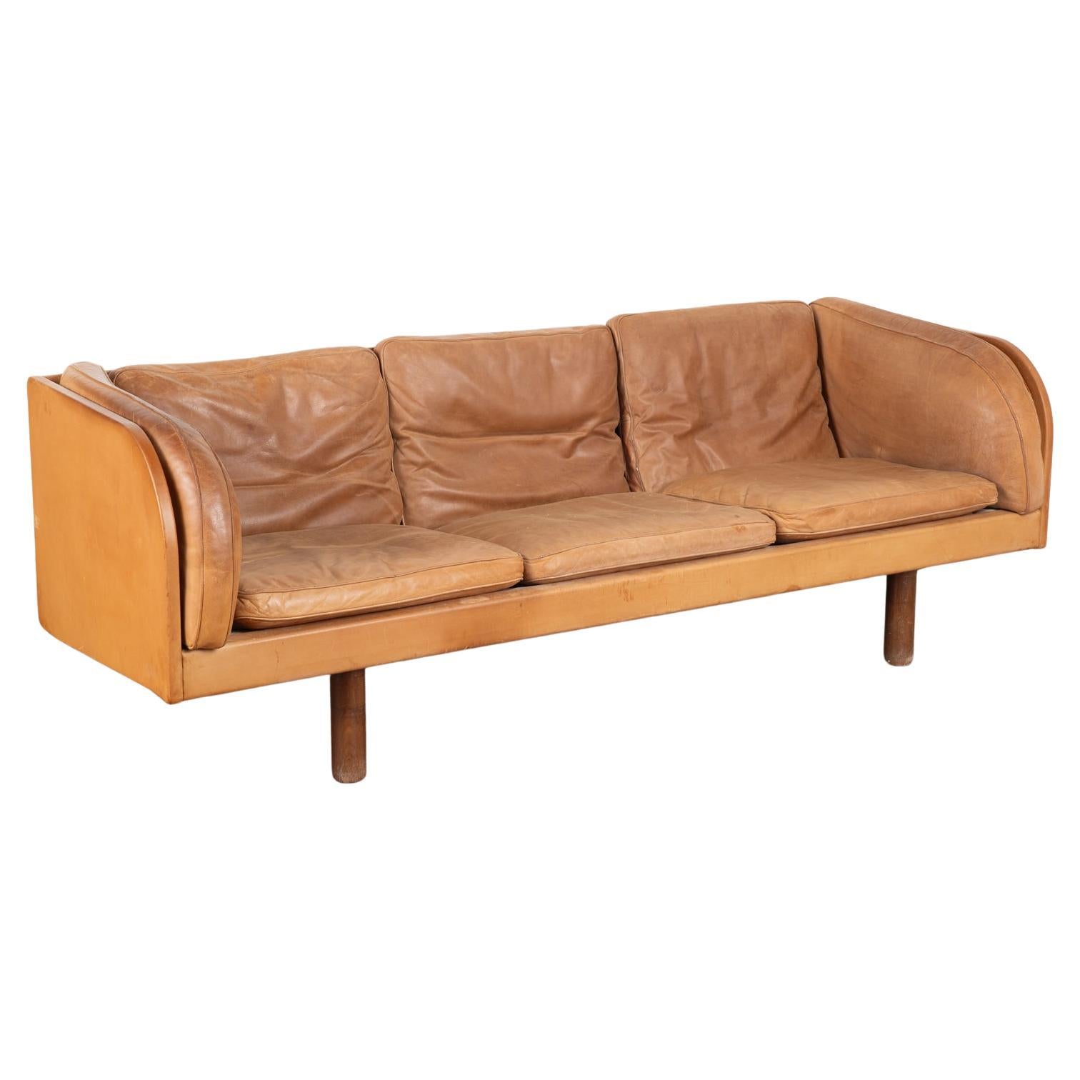 Mid Century Modern Three Seat Sofa With Curved Arms, Denmark circa 1960 For Sale