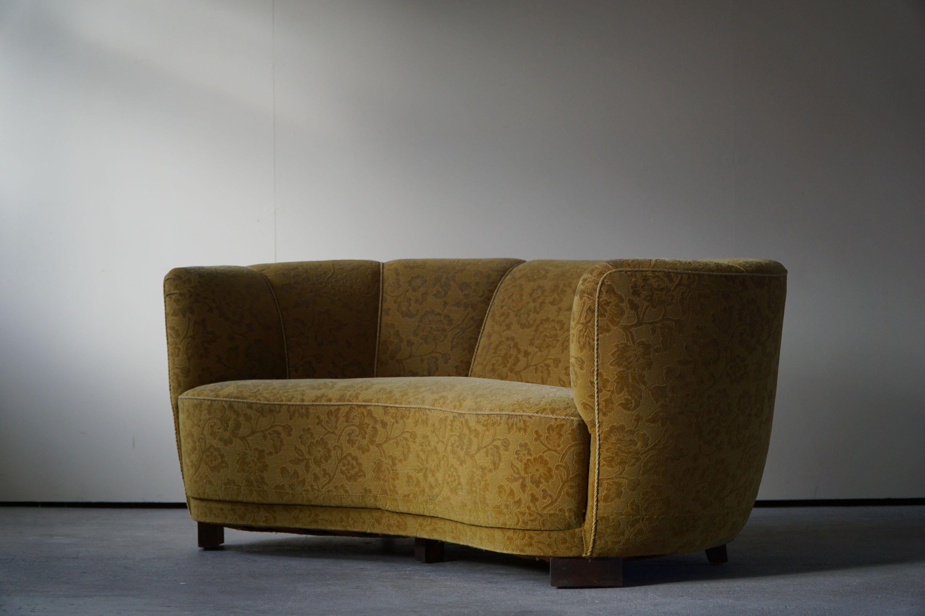 20th Century Mid-Century Modern, Three Seater Banana Sofa, by a Danish Cabinetmaker, 1940s