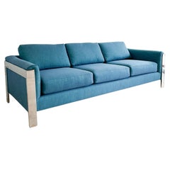 Mid-Century Modern Three Seater Sofa with Chrome Frame by Selig